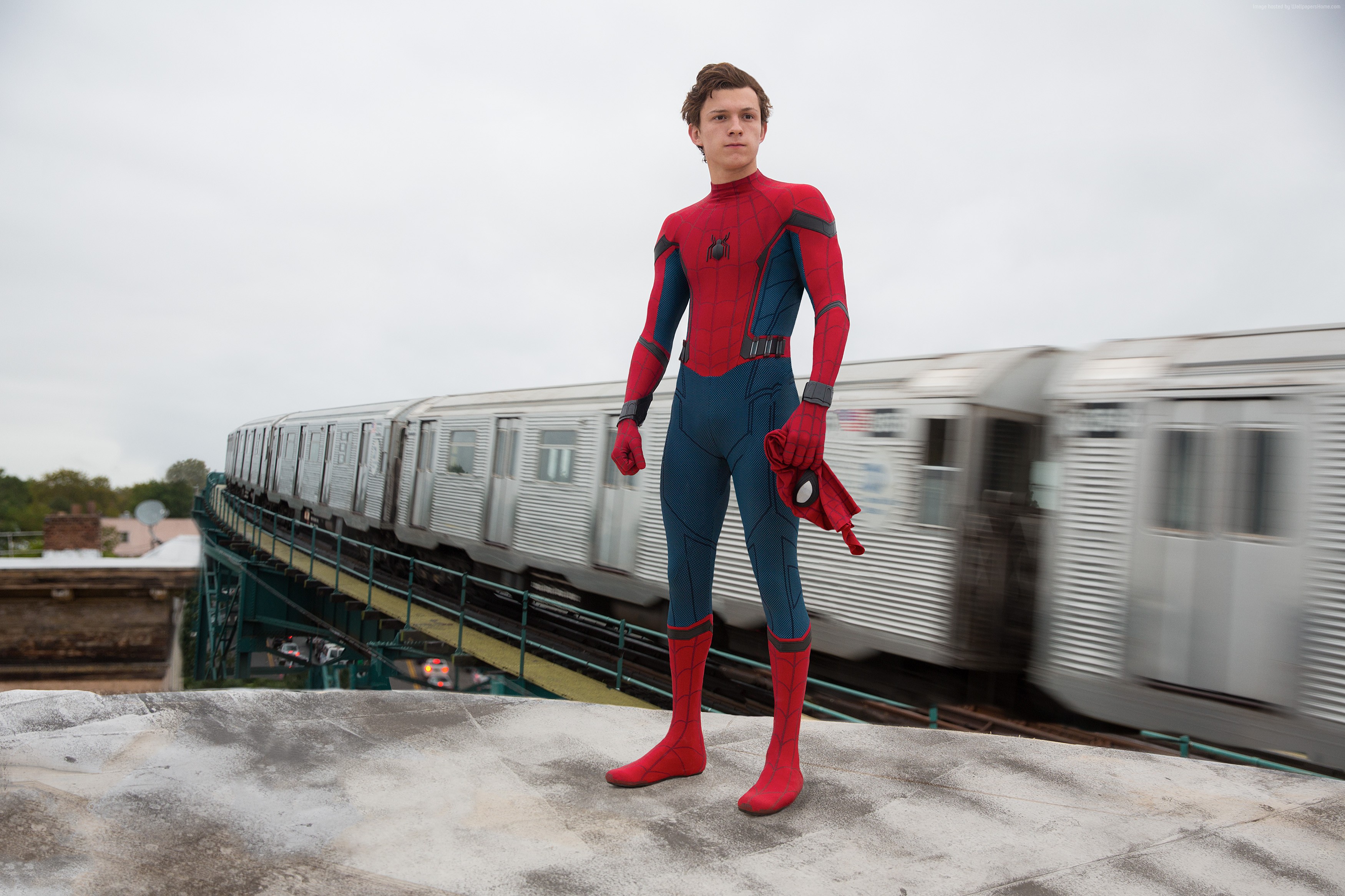 Spider-Man from Spider-Man: Homecoming with Train HD Wallpaper