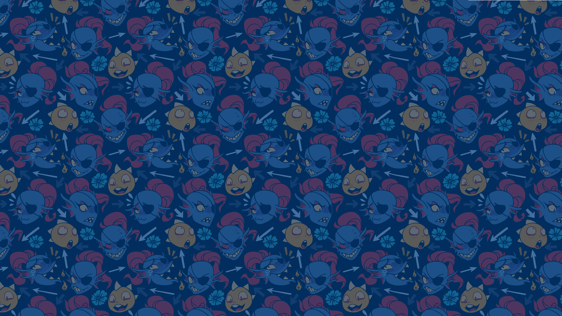 Undyne and Monster Kid pattern with flowers and arrows HD Wallpaper