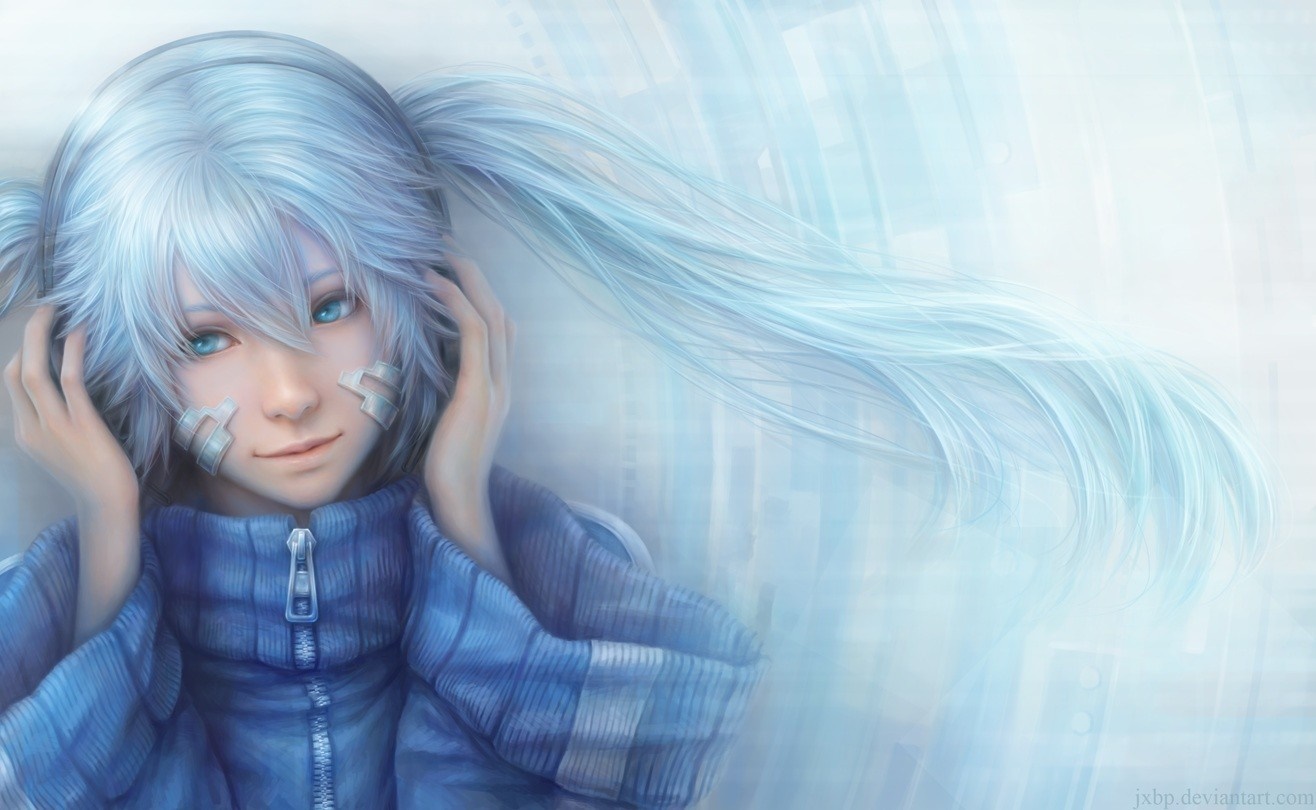 Ene from Kagerou Project with blue hair and headphones HD Wallpaper