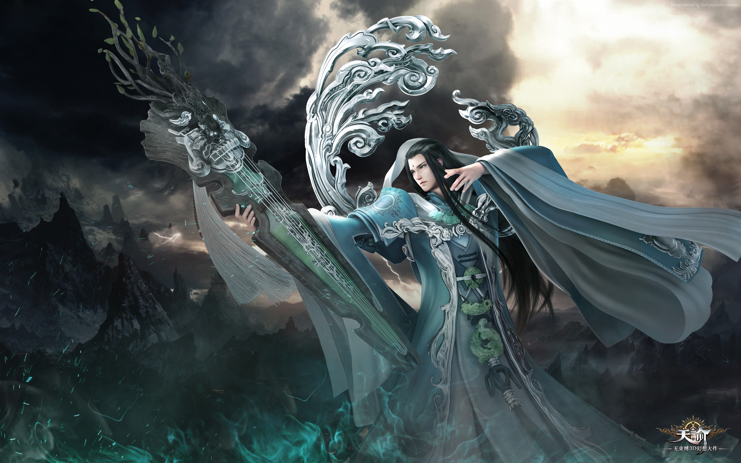 Man with a musical instrument in Revelation Online HD Wallpaper
