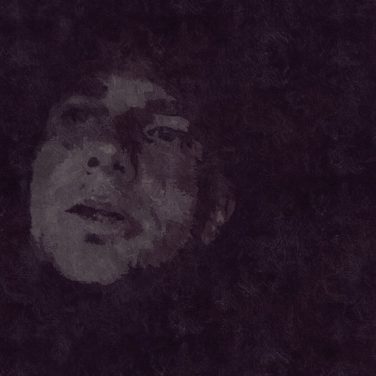 Monochrome painting of a face in darkness HD Wallpaper