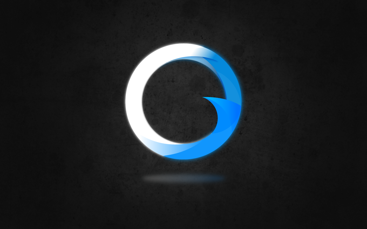 Abstract blue and white circle logo on dark background HD Wallpaper