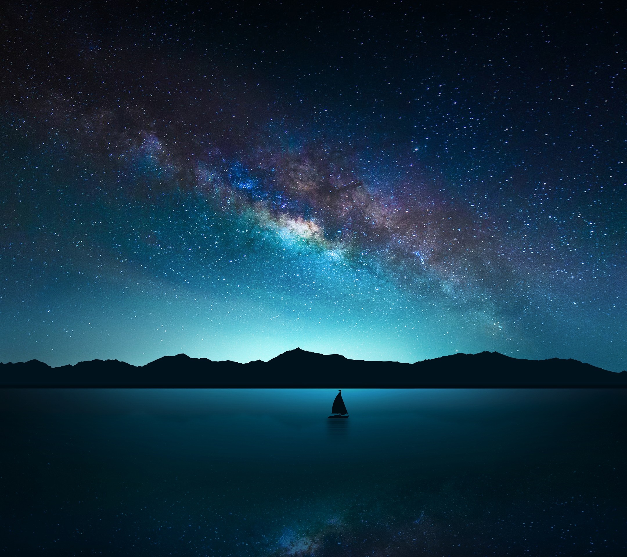 Sailboat under the Milky Way galaxy HD Wallpaper
