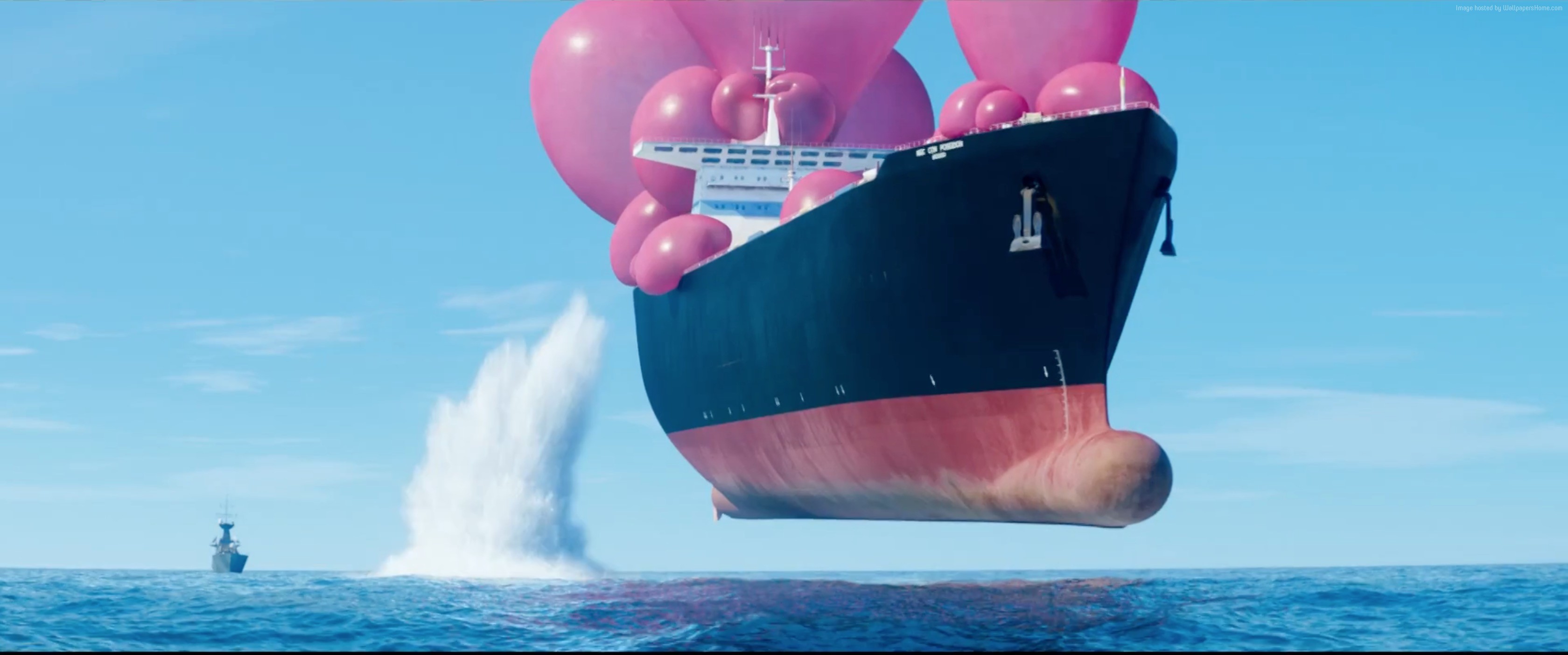 Ship lifted by balloons in Despicable Me 3 HD Wallpaper