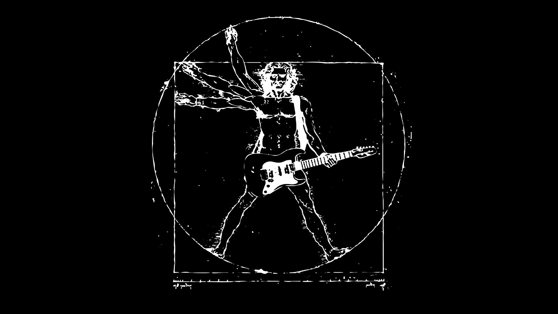 Vitruvian Man playing a guitar HD Wallpaper
