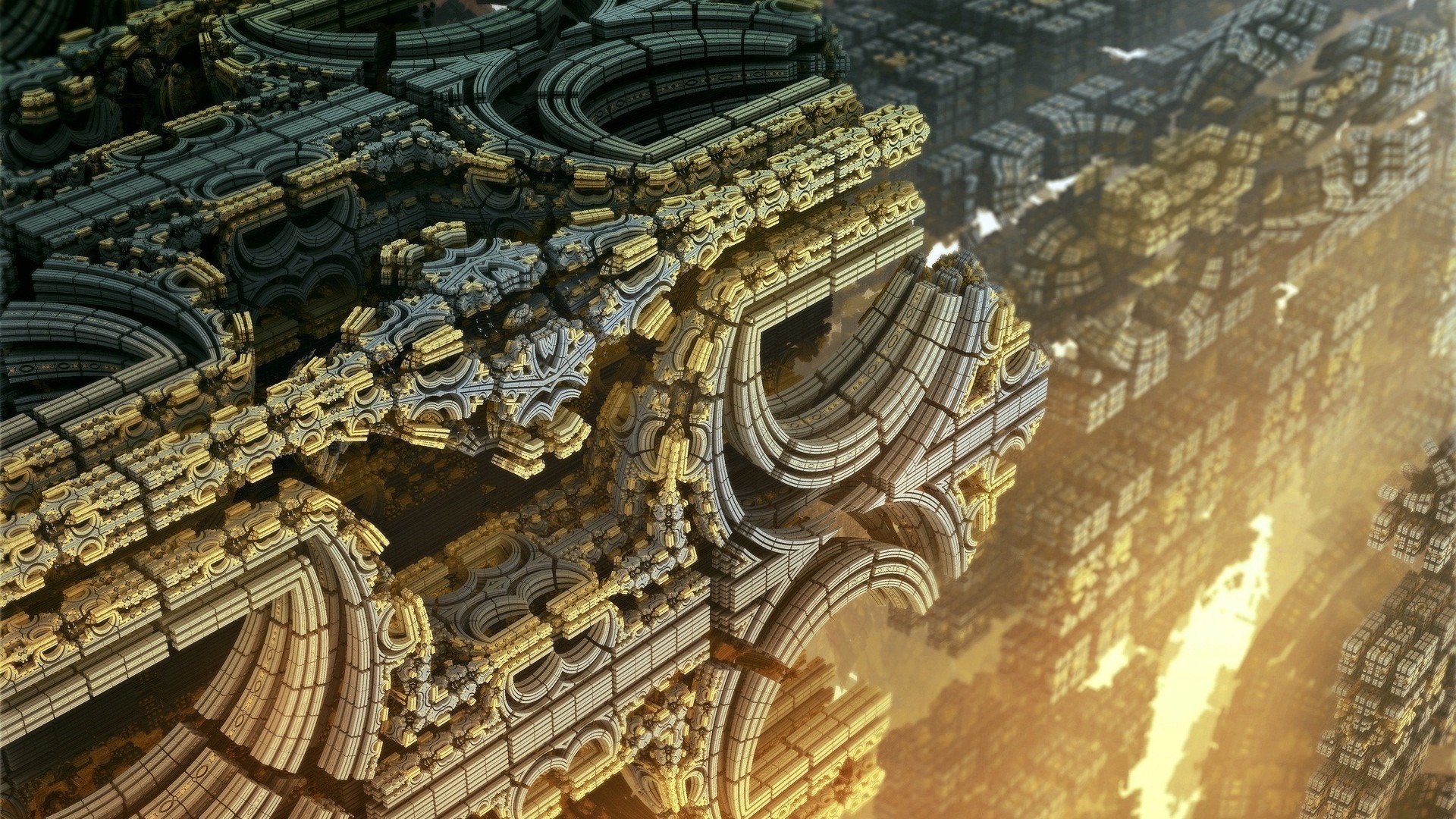 Abstract 3D fractal geometry CGI HD Wallpaper