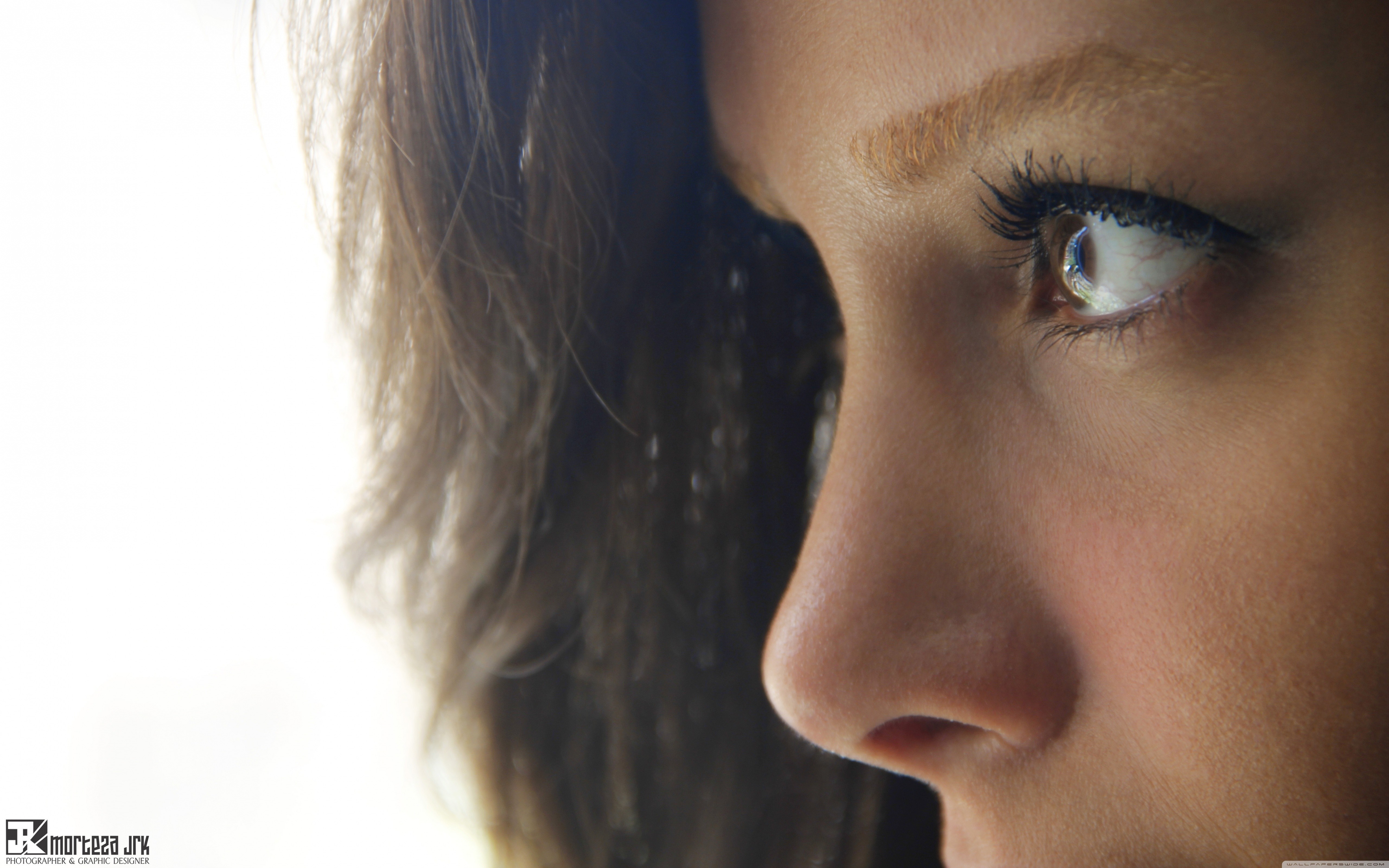 Close-up of a woman's eye and nose HD Wallpaper
