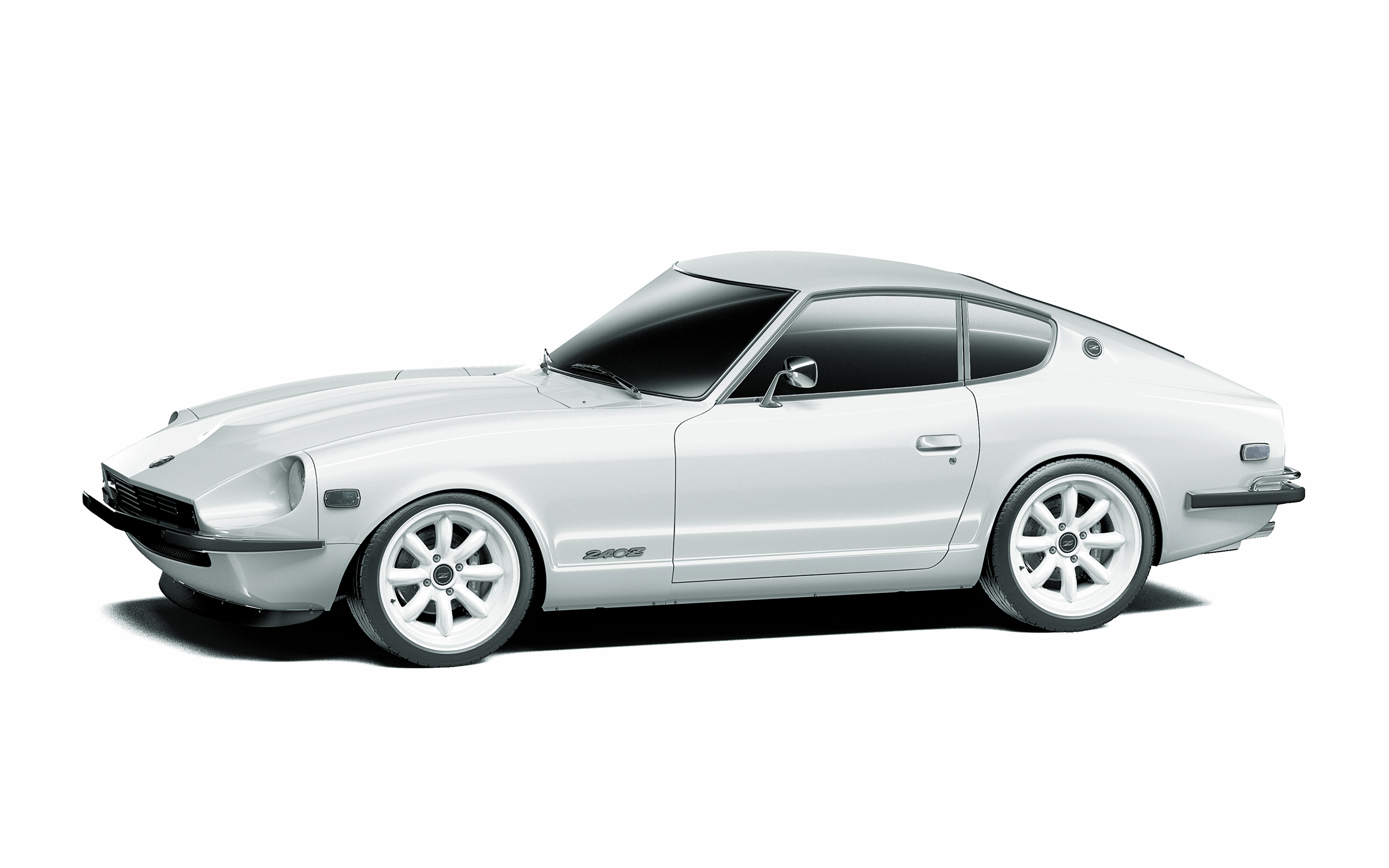 White Datsun 240Z sports car HD Wallpaper
