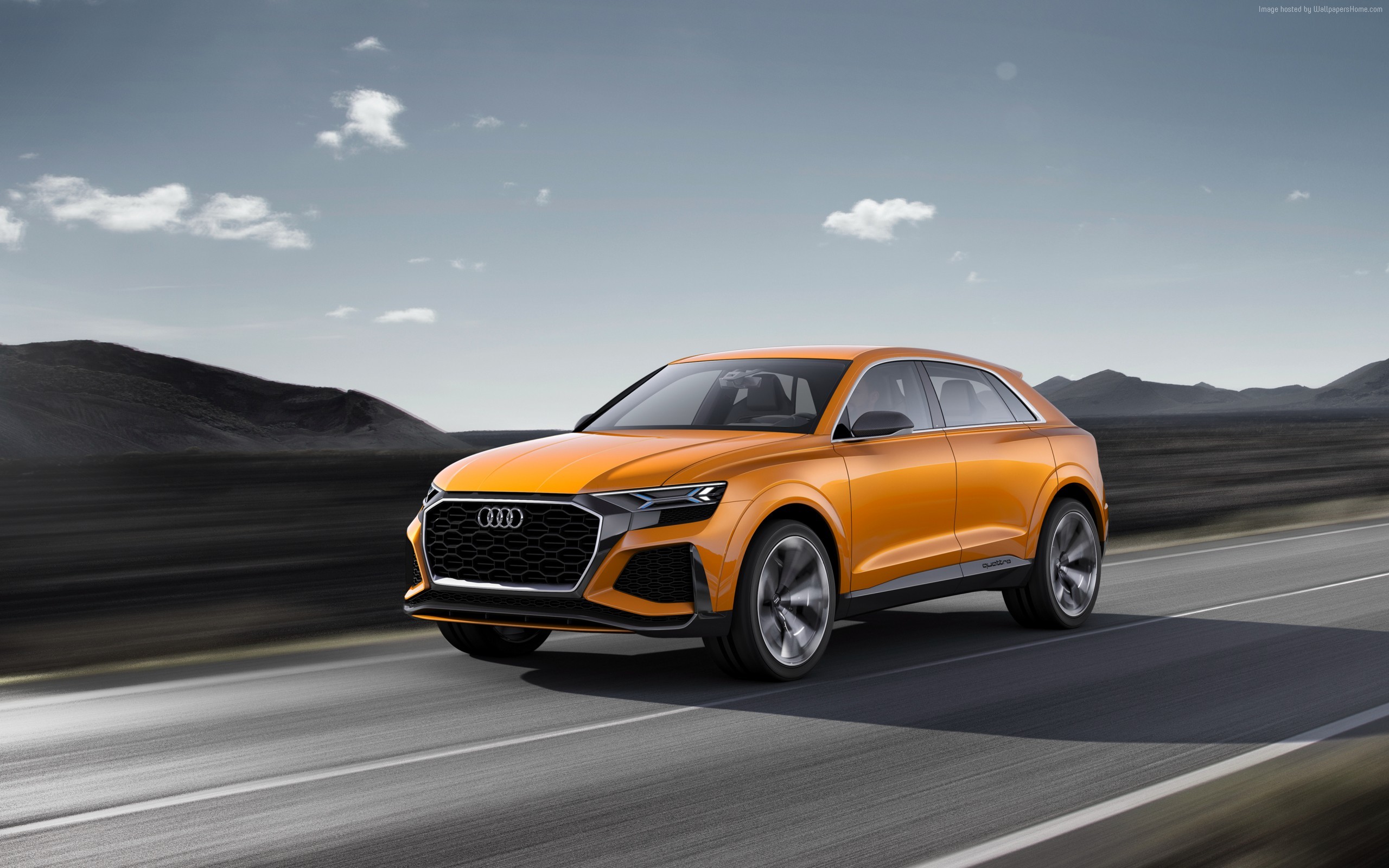 Audi Q8 Sport concept car on a road HD Wallpaper