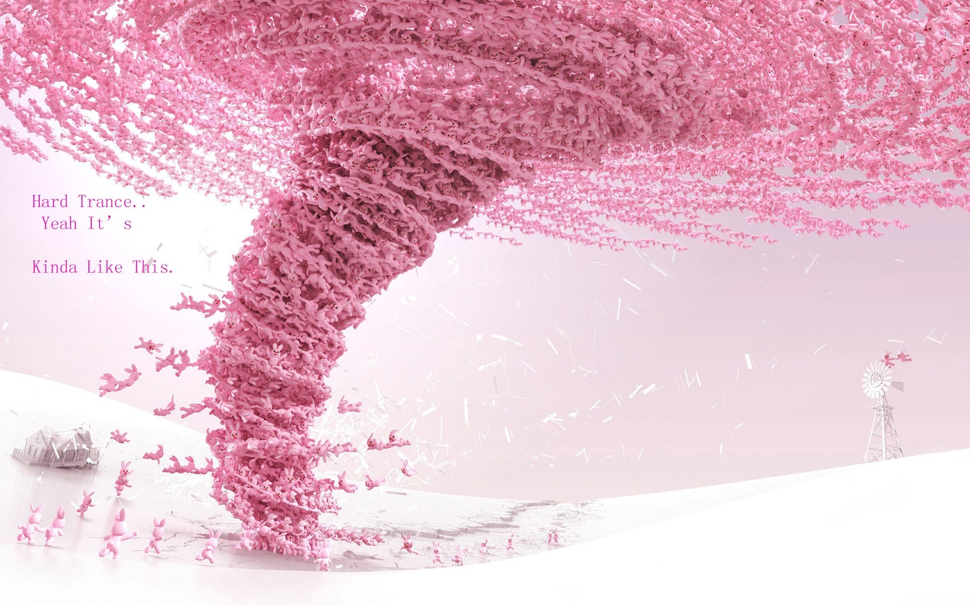 Pink tornado of petals and bunnies HD Wallpaper