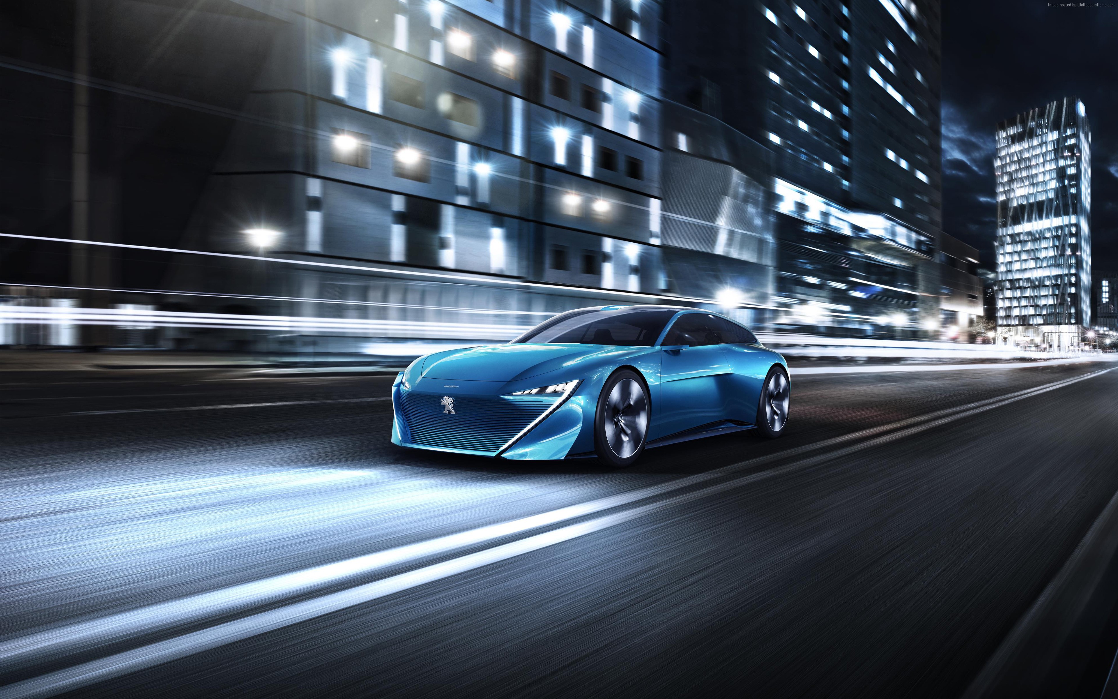 Peugeot Instinct concept car driving at night HD Wallpaper