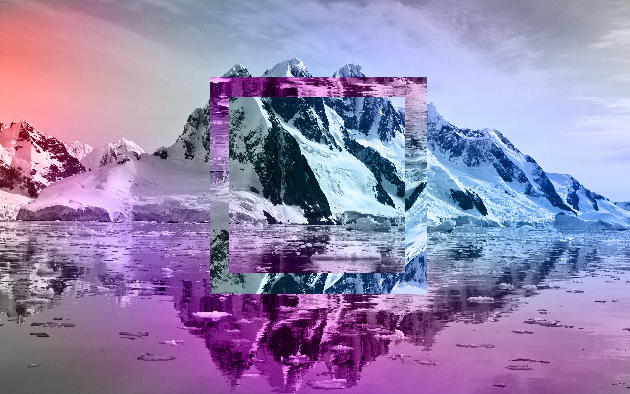 Abstracted Antarctic Mountains and Ice Floes HD Wallpaper
