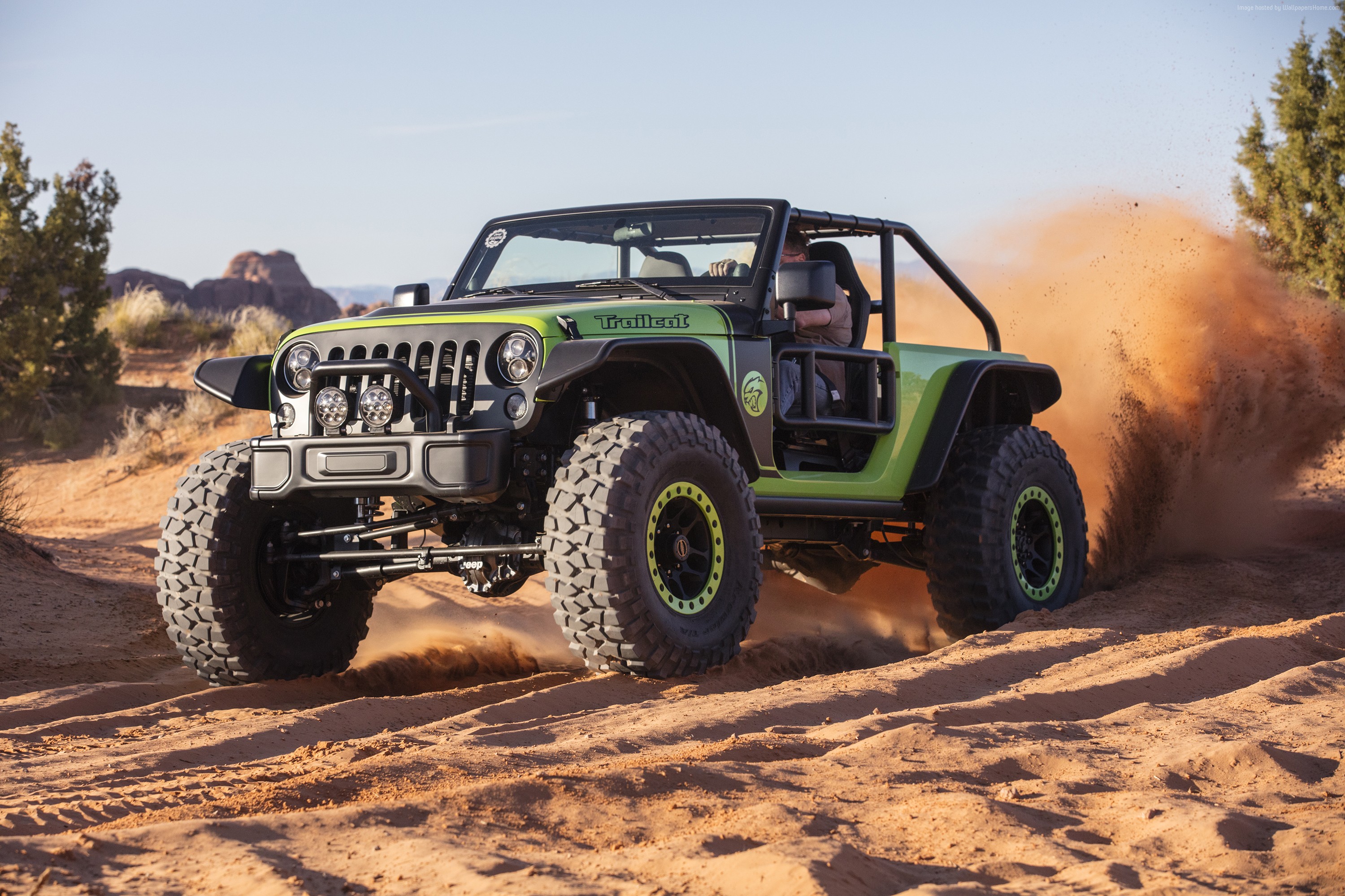 Jeep Wrangler Trailcat Off-Roading in Desert HD Wallpaper