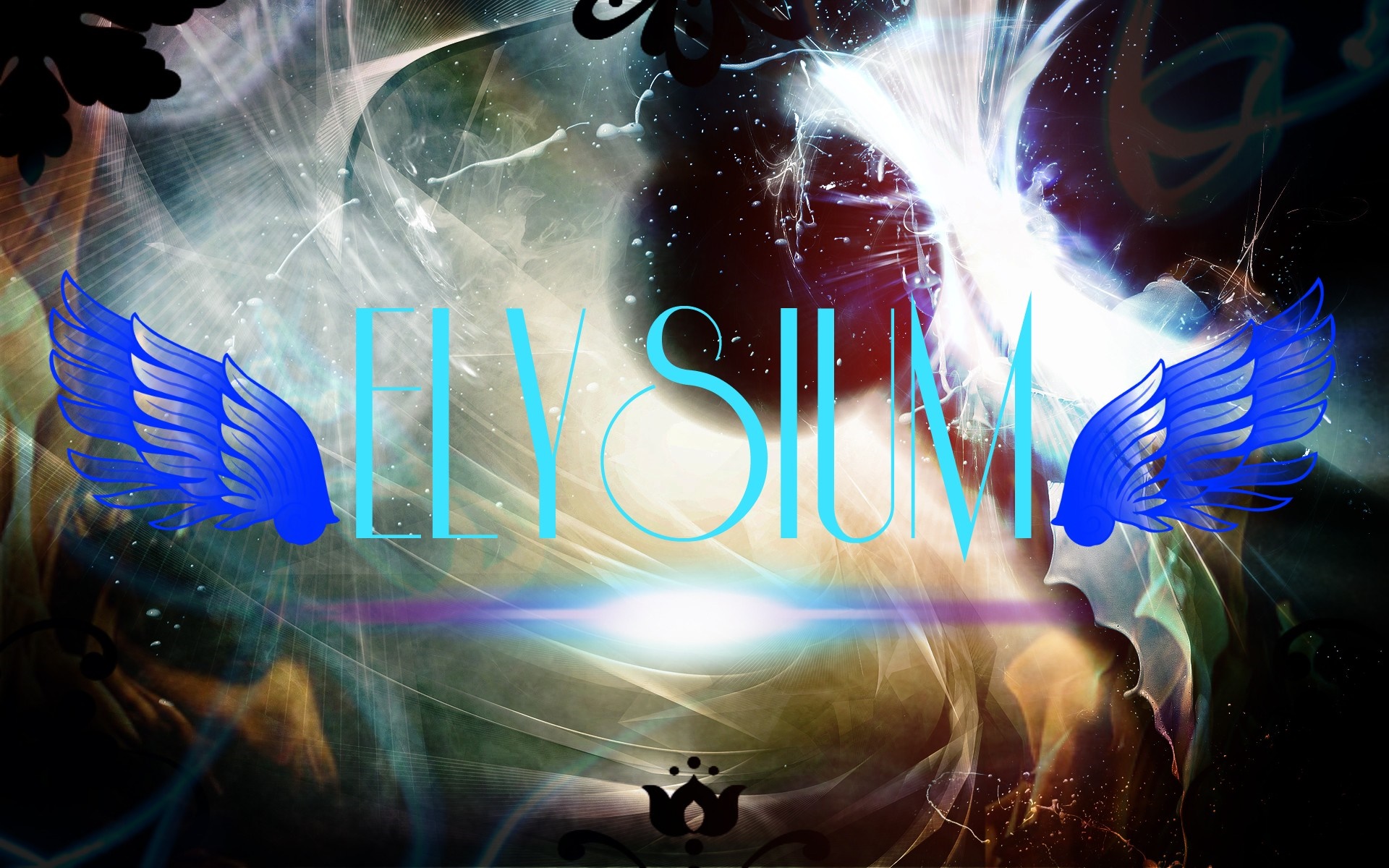 Elysium logo with blue wings HD Wallpaper