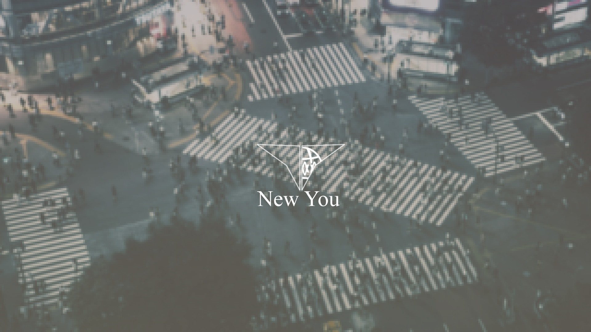 New You logo over Shibuya Crossing, Tokyo HD Wallpaper