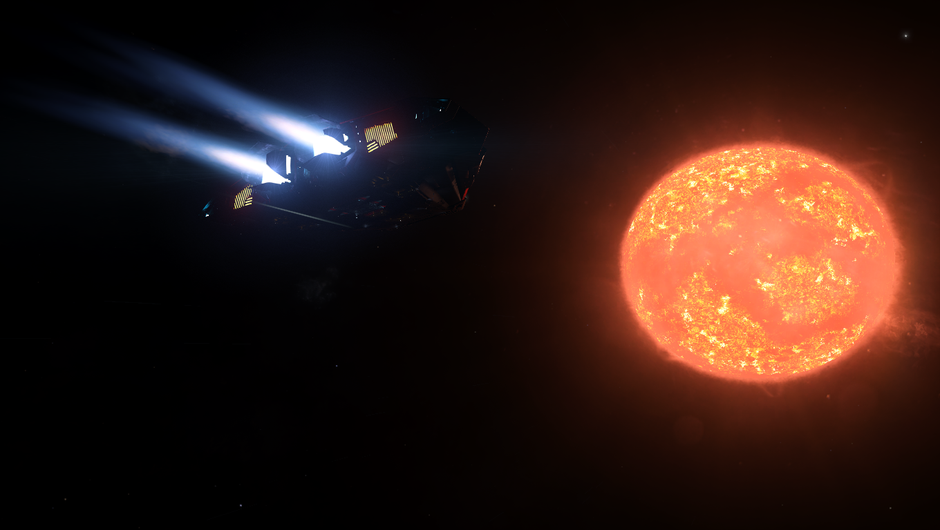 Cobra MKIII spaceship near a red giant star in Elite Dangerous HD Wallpaper