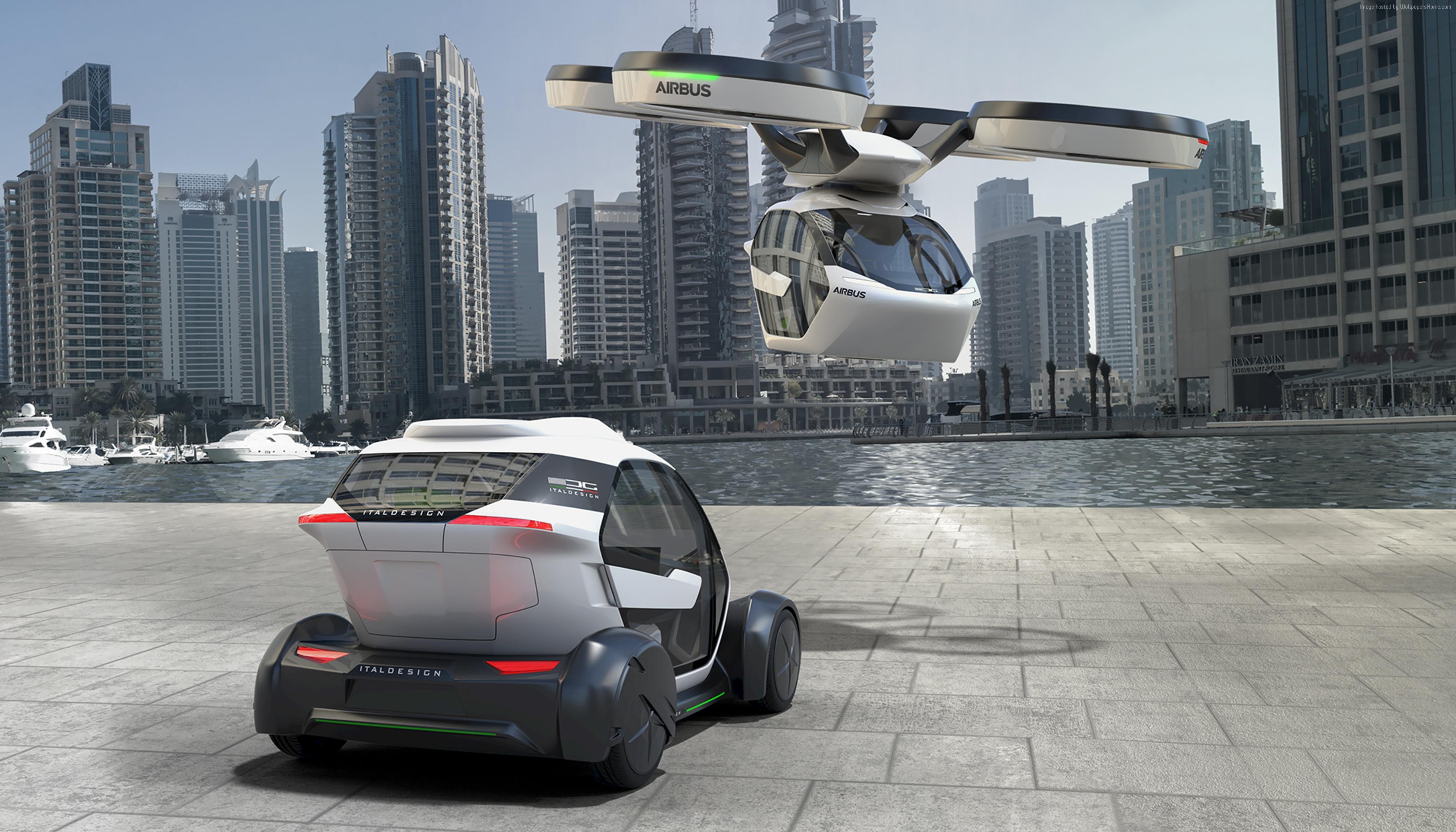 Airbus Pop.Up concept vehicle and Italdesign car HD Wallpaper