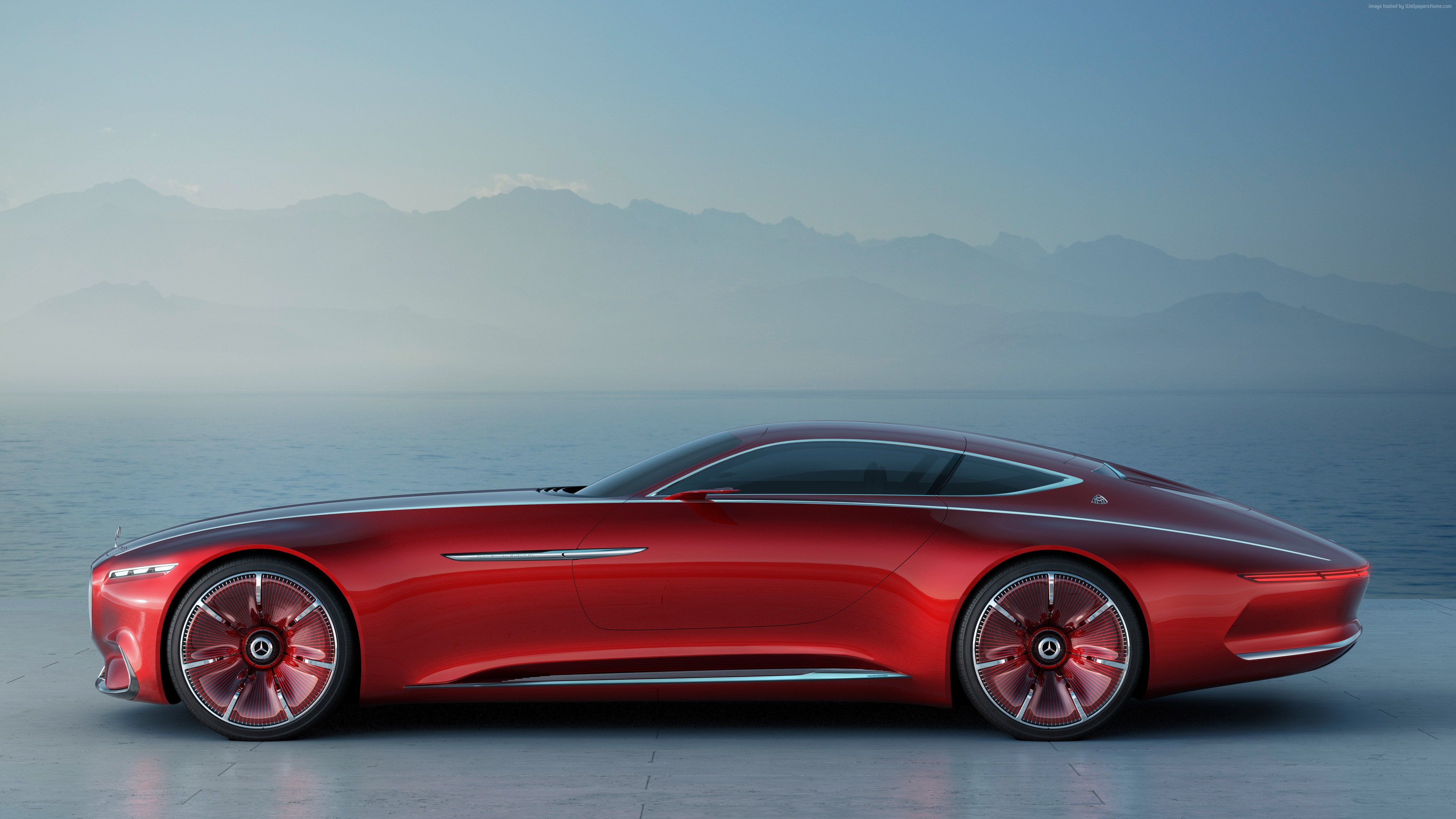 Red Mercedes-Maybach Vision 6 Coupe Concept Car HD Wallpaper