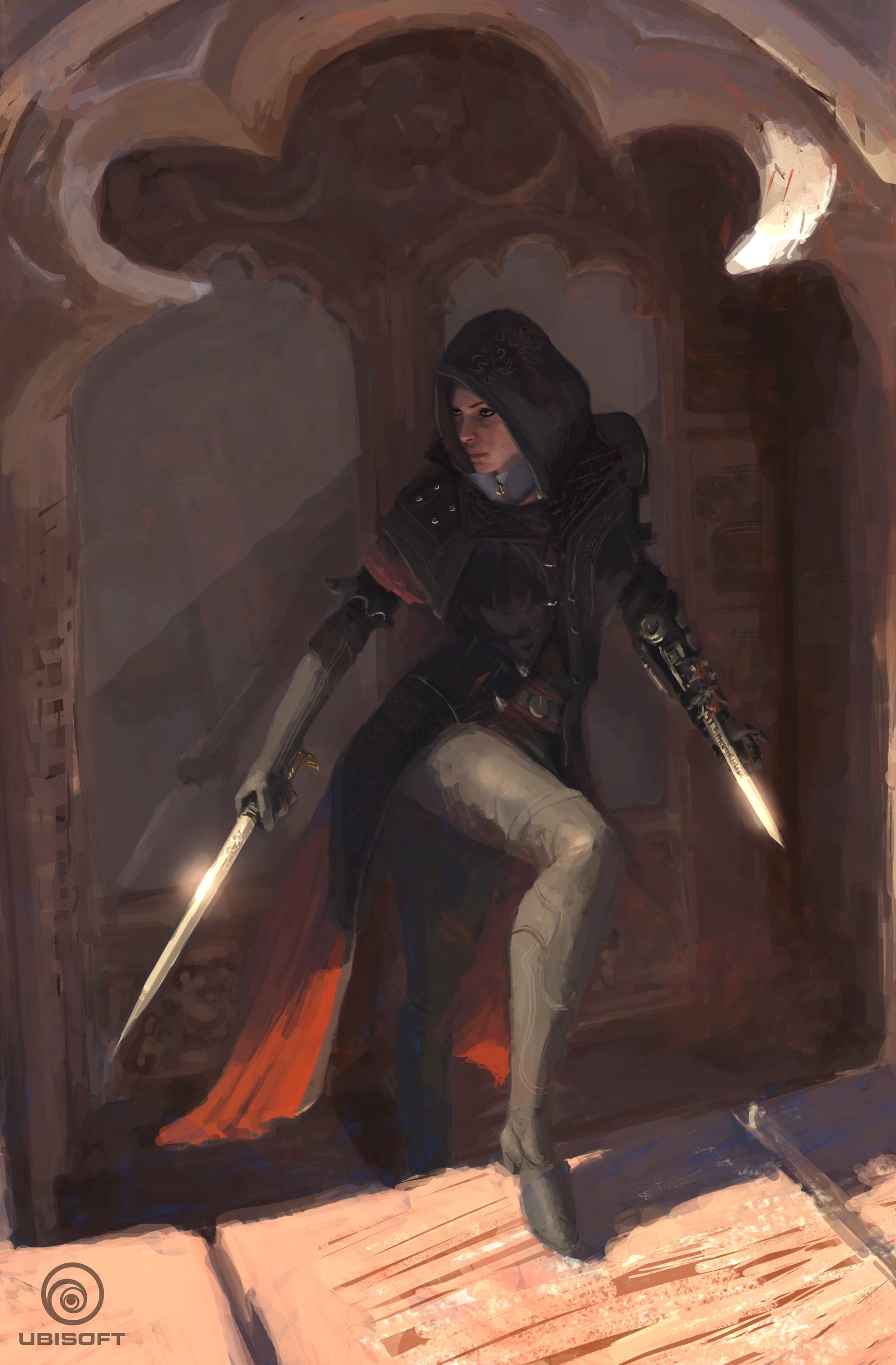 Assassin from Assassin's Creed holding two daggers HD Wallpaper