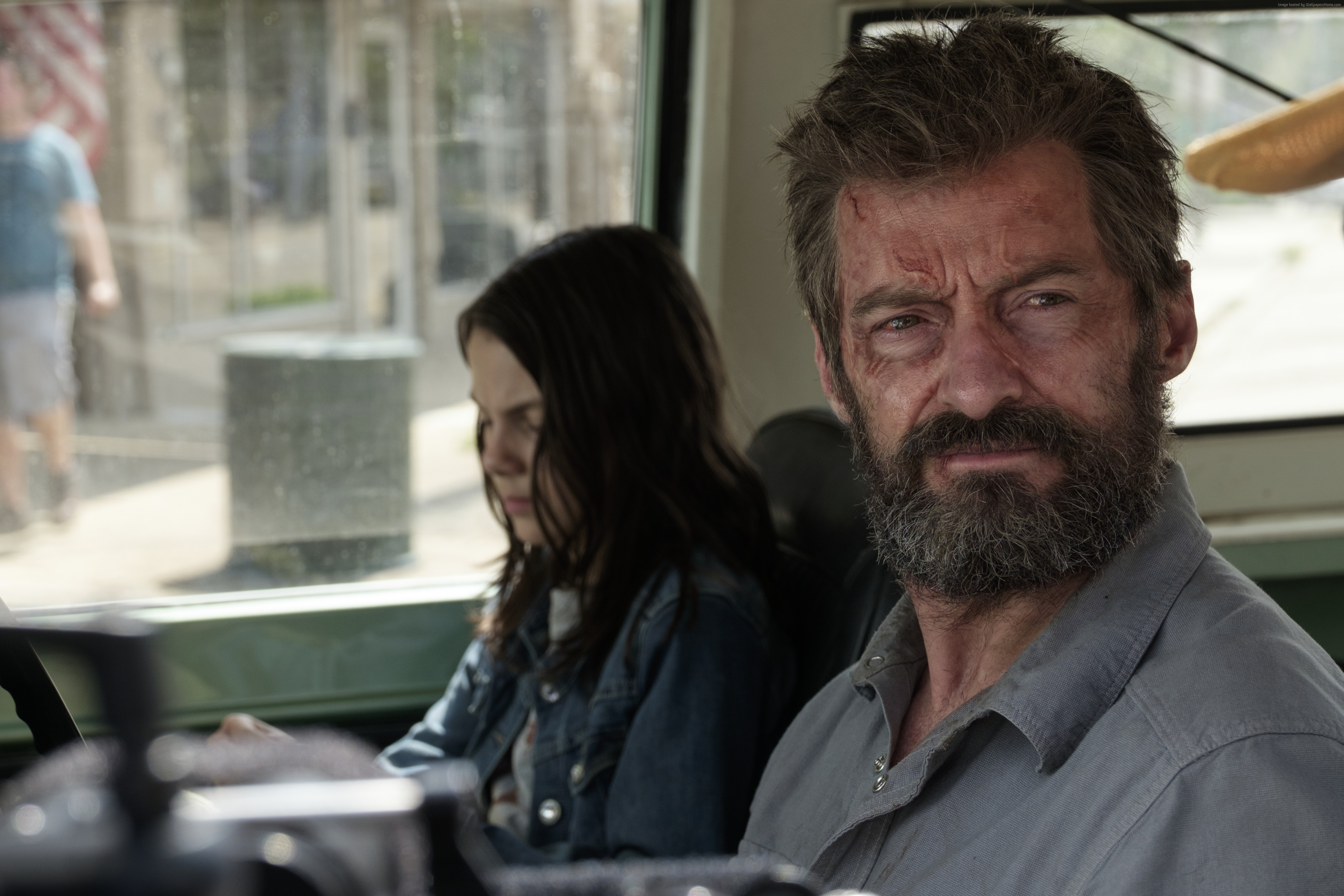 Logan and Dafne Keen in a vehicle HD Wallpaper