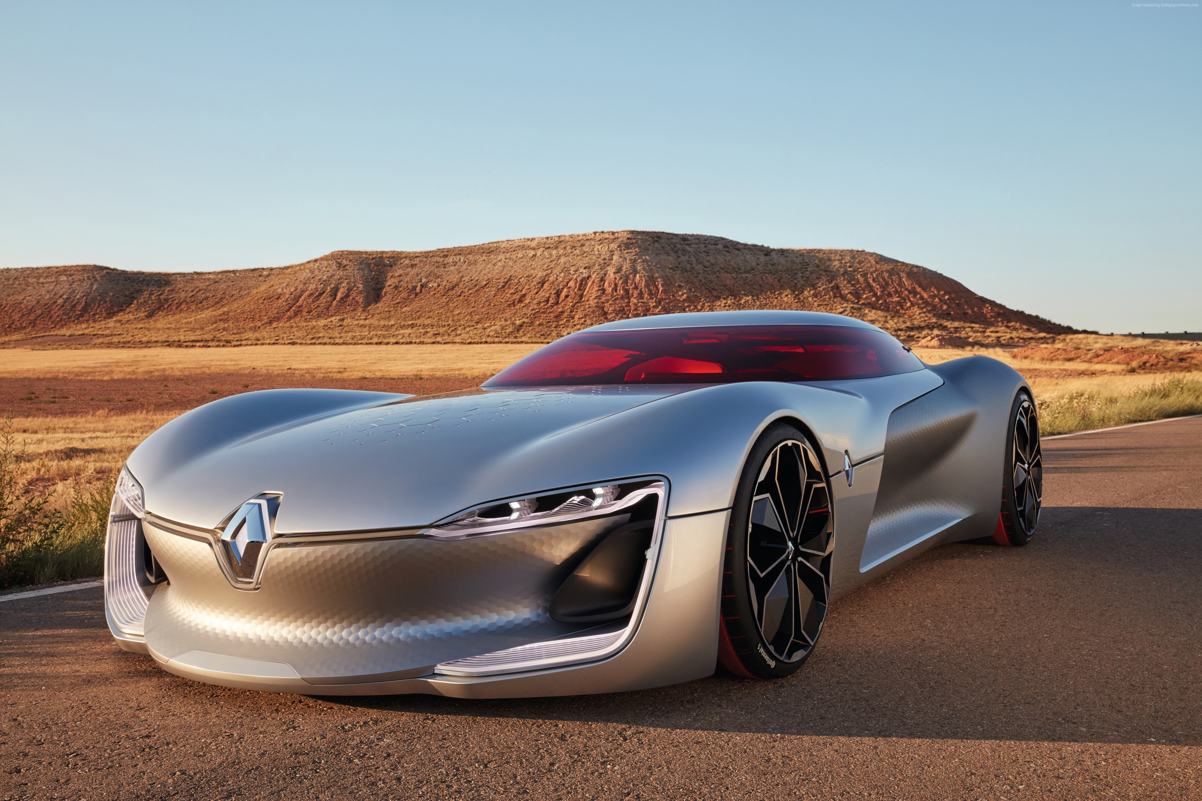 Renault Trezor concept supercar in desert landscape HD Wallpaper