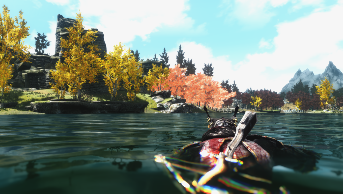 The Elder Scrolls V Skyrim: Khajiit in a boat on a lake HD Wallpaper
