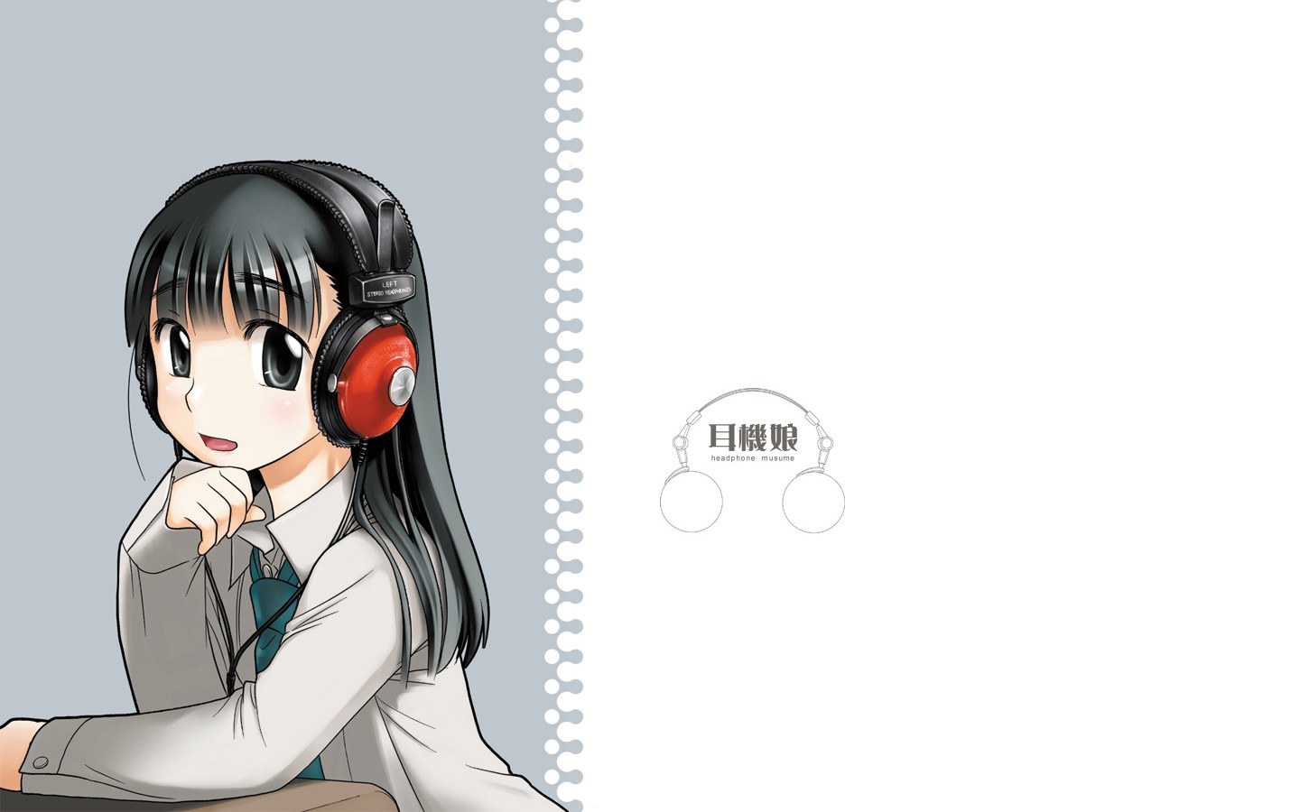 Anime girl with headphones, illustration HD Wallpaper
