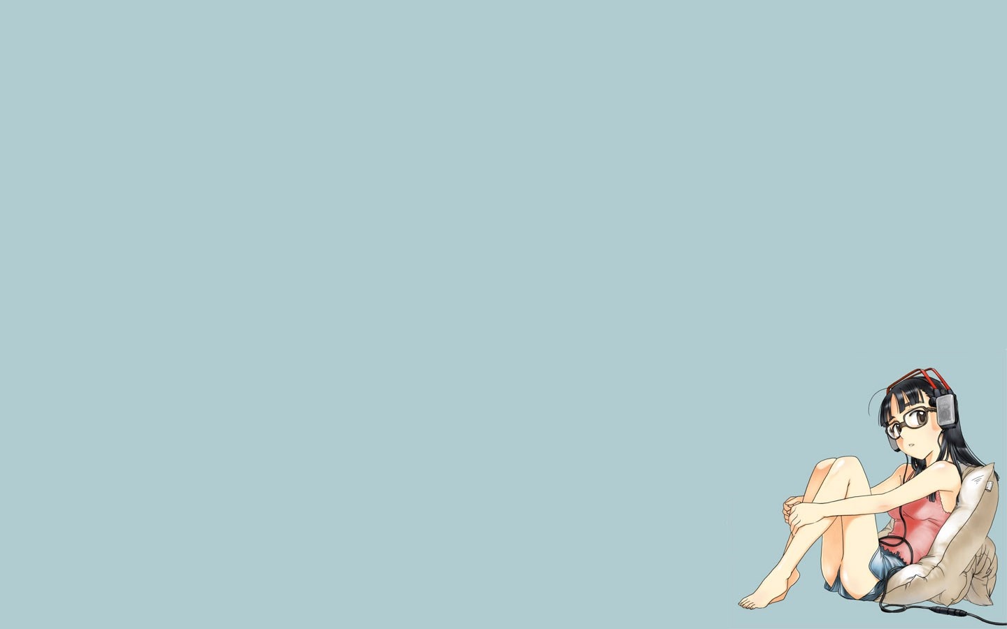 Anime girl with AKG K1000 headphones HD Wallpaper