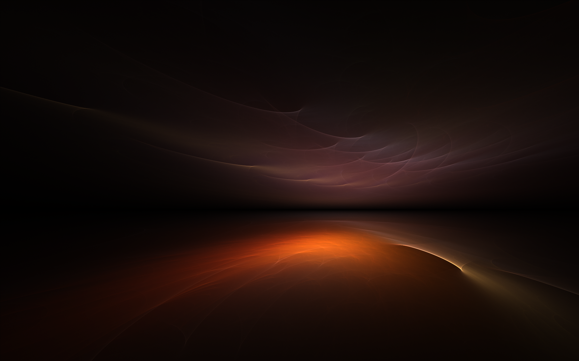 Abstract fractal landscape with glowing horizon HD Wallpaper