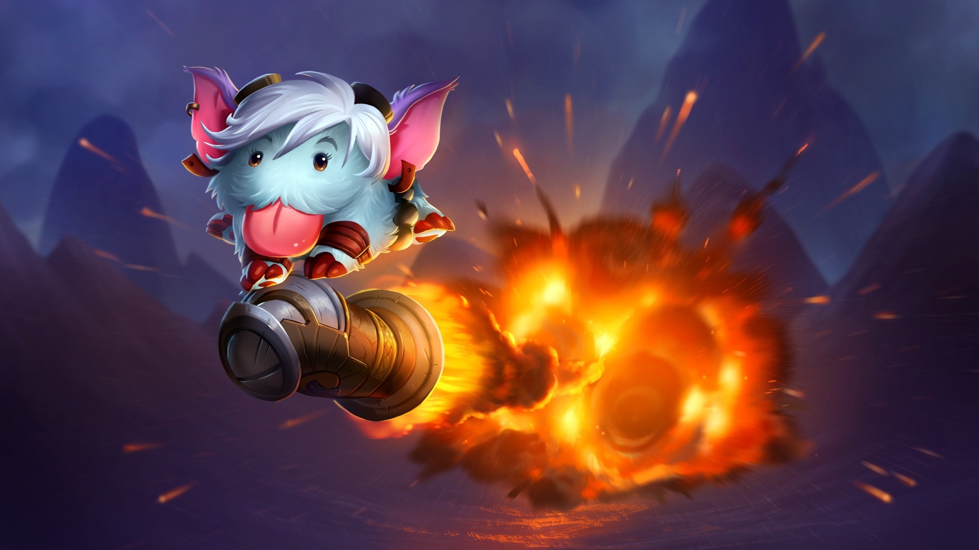 Tristana from League of Legends riding a cannon HD Wallpaper