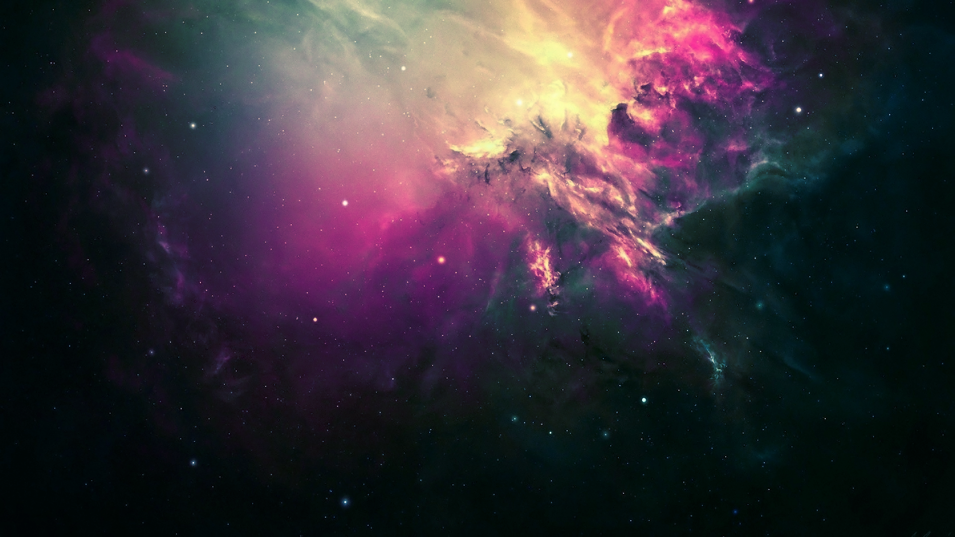 Vibrant nebula with stars in outer space HD Wallpaper