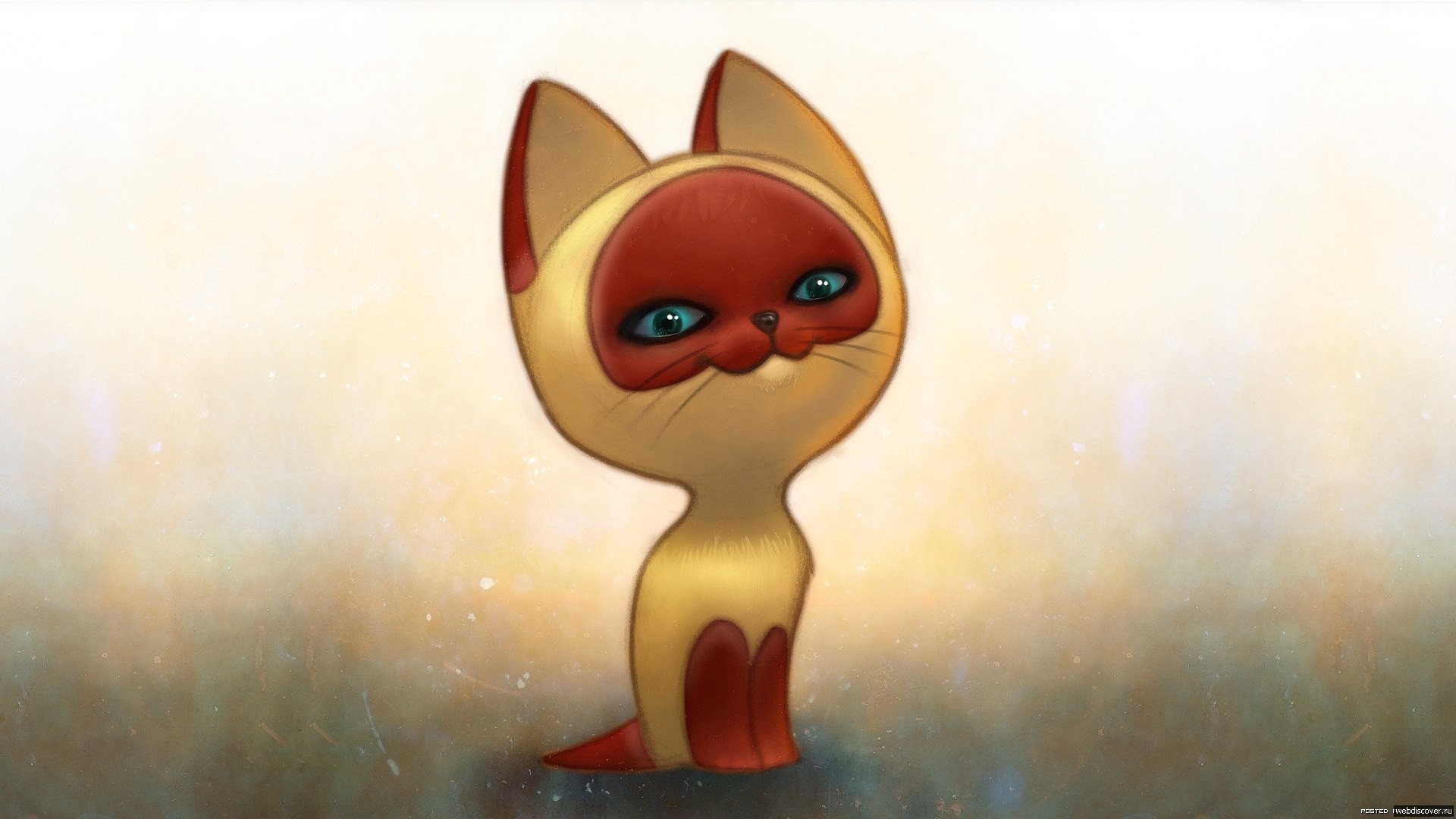 Cartoon cat with red face and blue eyes HD Wallpaper