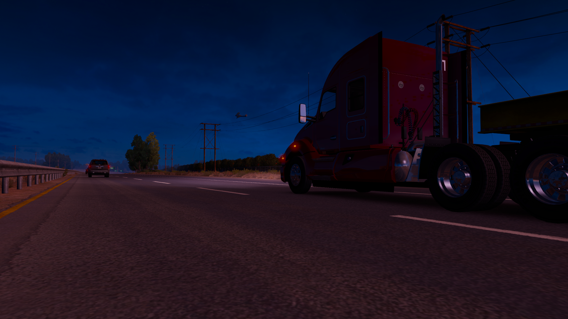 American Truck Simulator screenshot of a truck at dusk HD Wallpaper