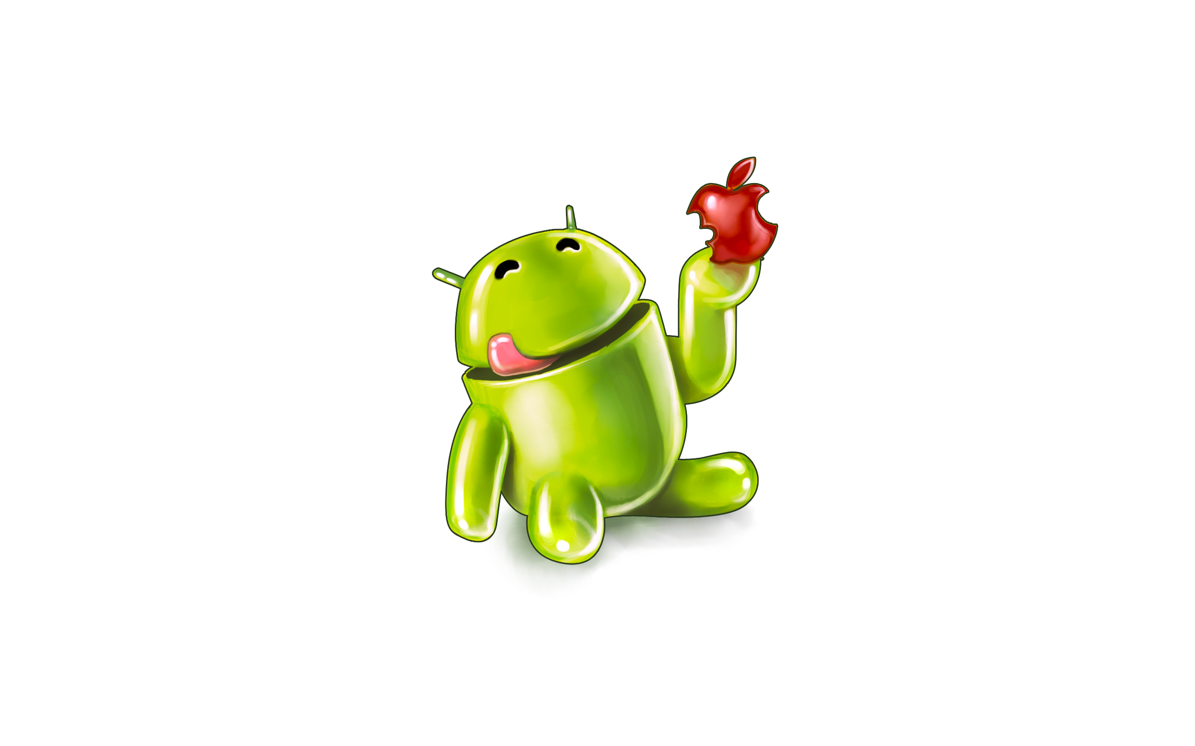 Android robot eating a bitten apple HD Wallpaper