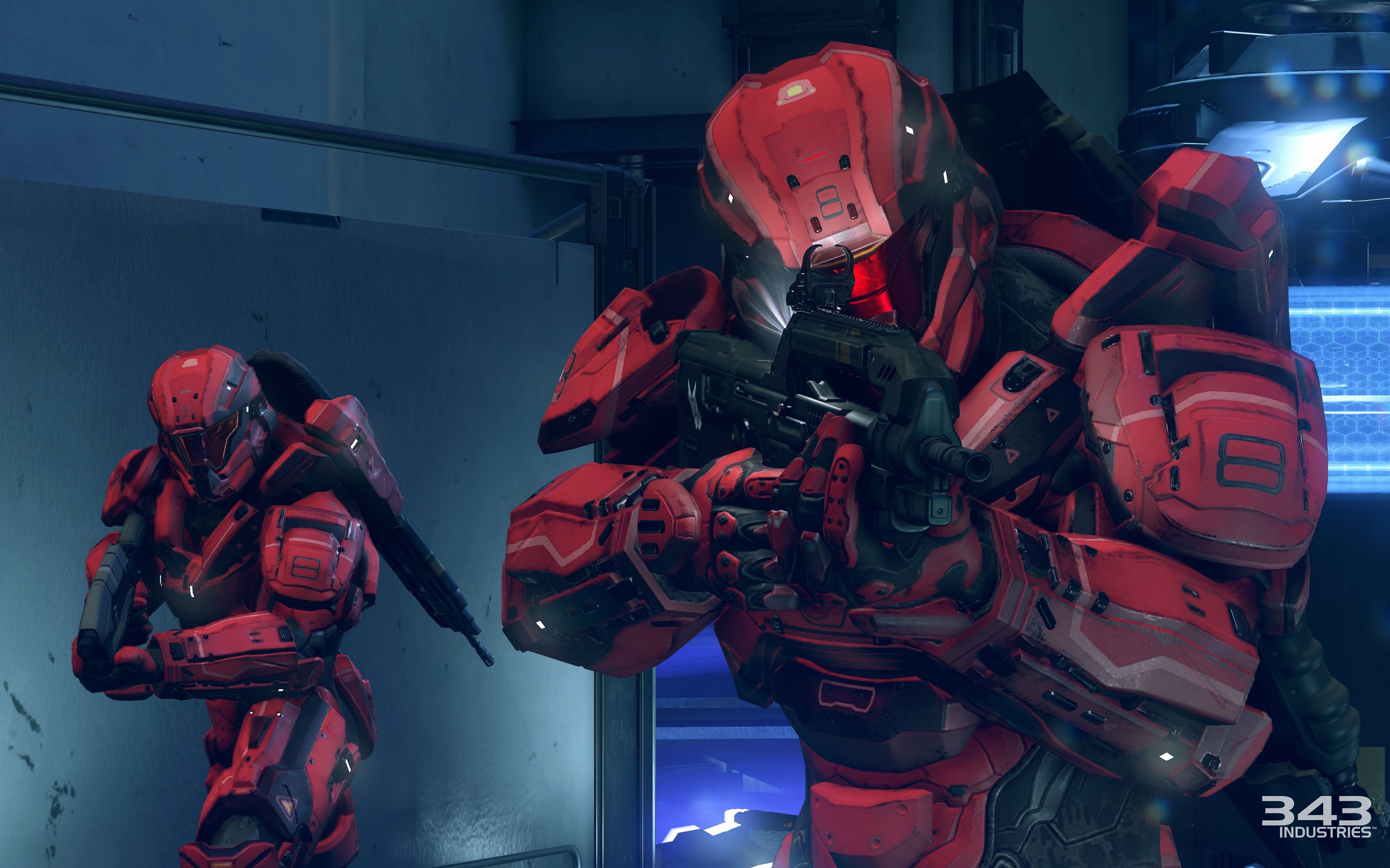 Two red armored soldiers from Halo 5 Guardians HD Wallpaper