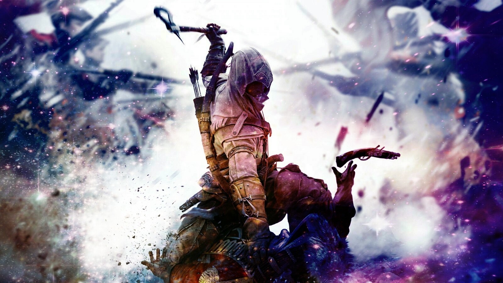 Assassin's Creed character in action with special effects HD Wallpaper
