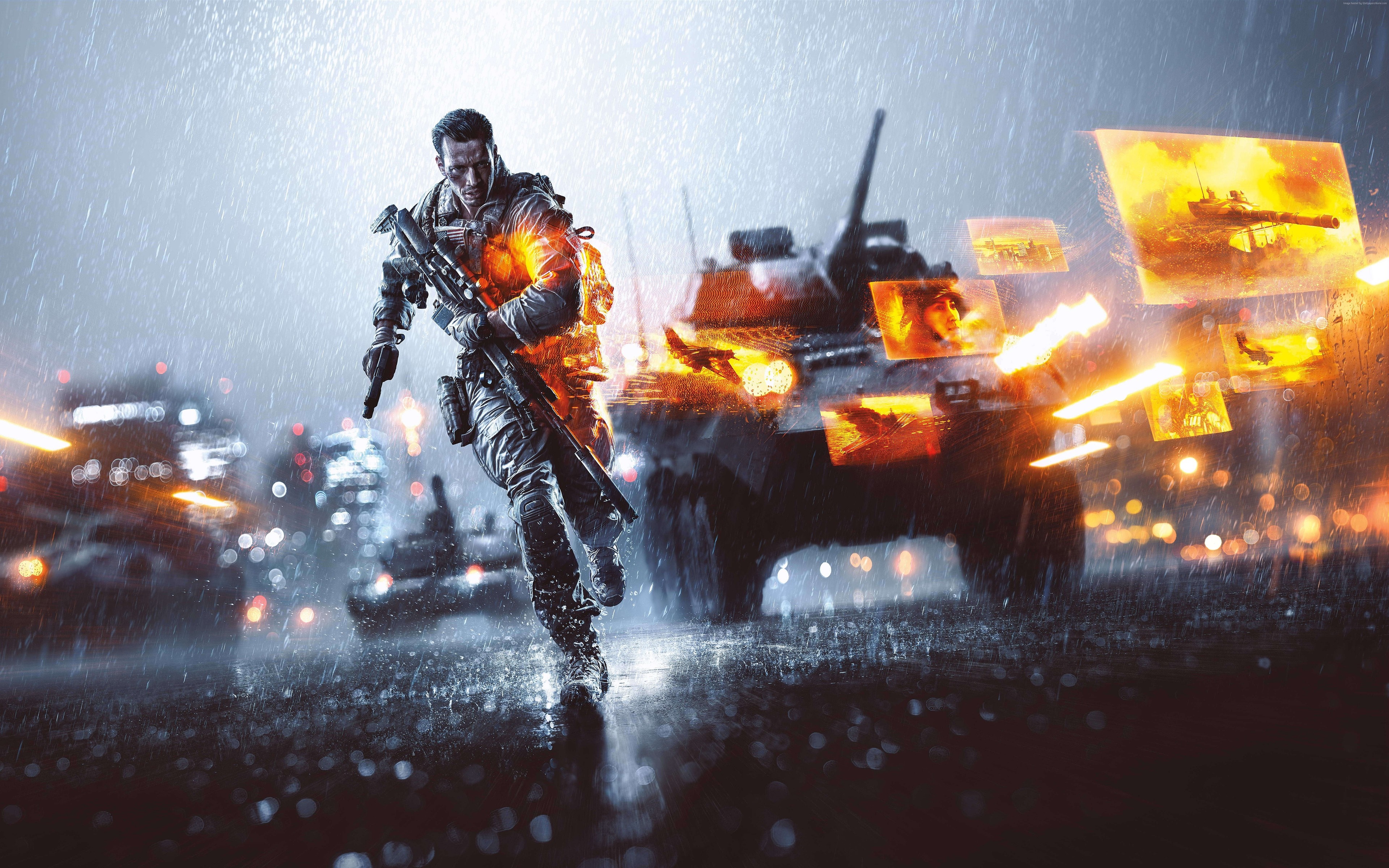 Soldier running with assault rifle in Battlefield Hardline HD Wallpaper