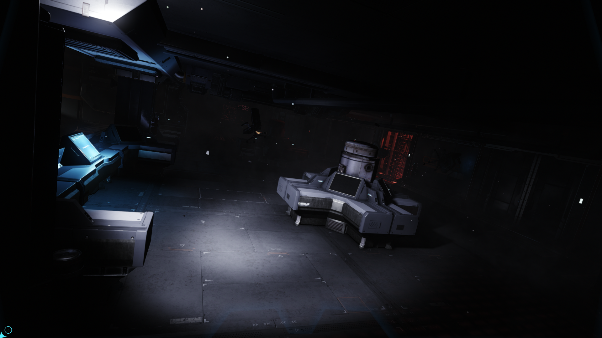 Interior of a spaceship with consoles and seating HD Wallpaper
