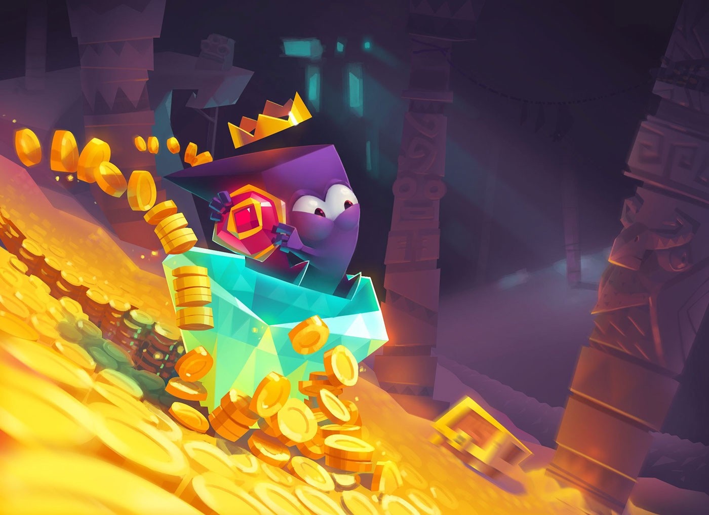 Purple character with crown in King of Thieves game HD Wallpaper