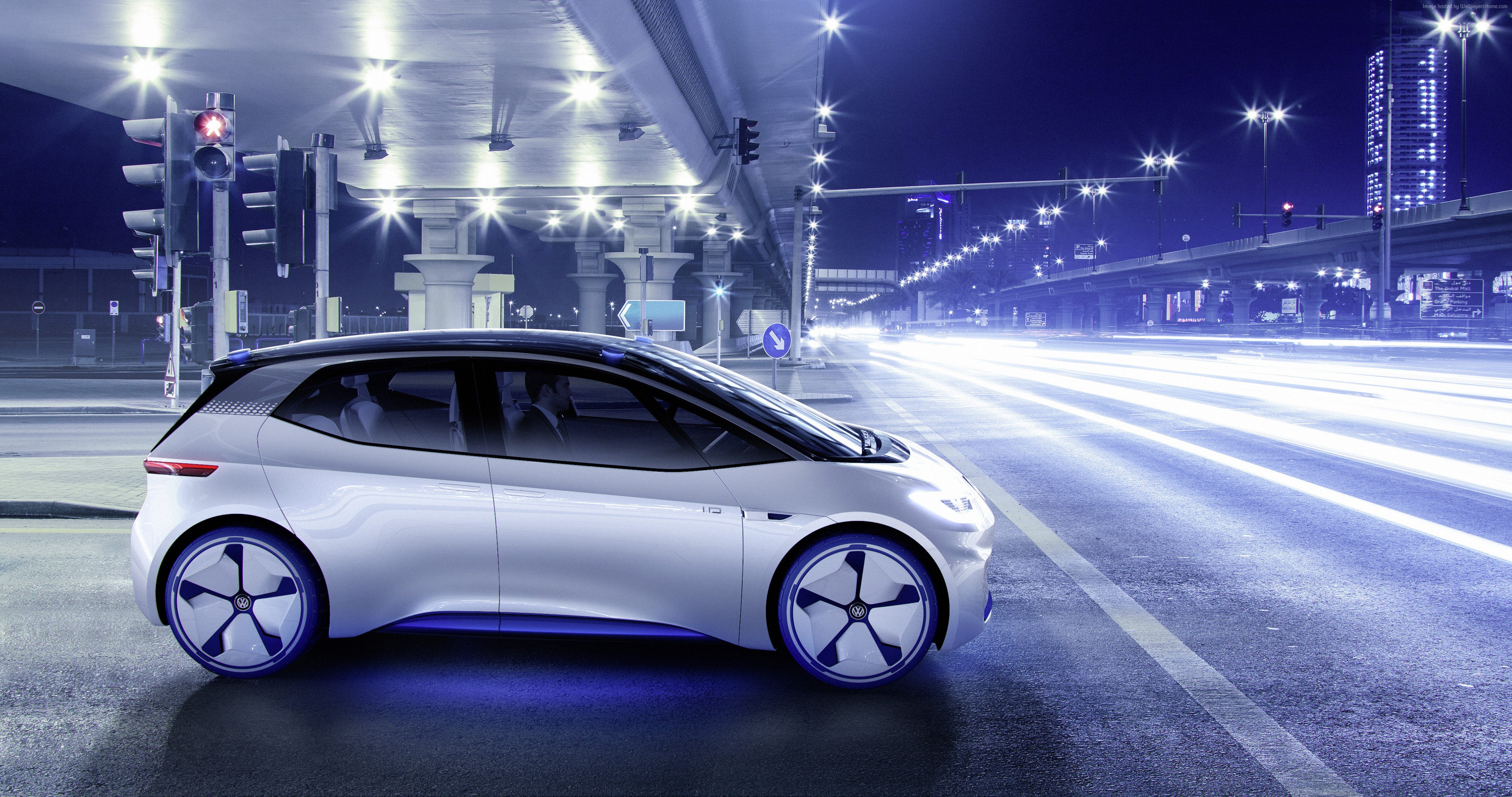 Volkswagen I.D. concept car at night HD Wallpaper