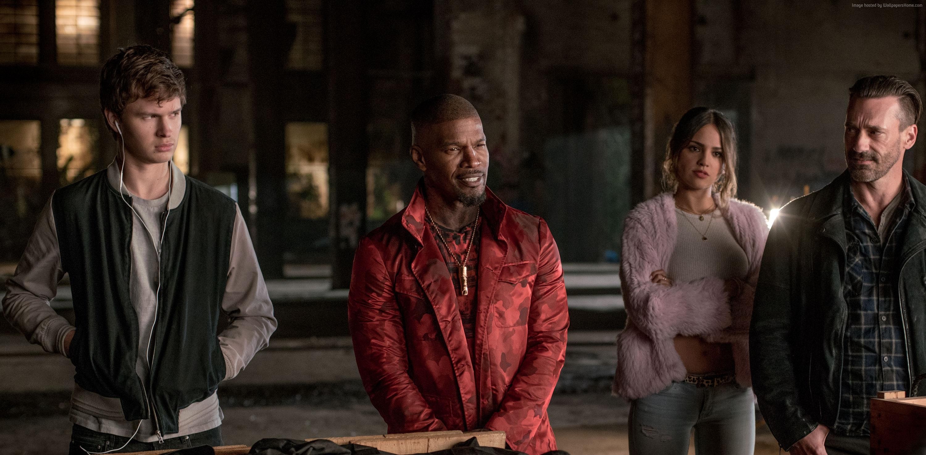 Baby Driver Ansel Elgort, Jamie Foxx, Eiza González, Jon Hamm HD Wallpaper
