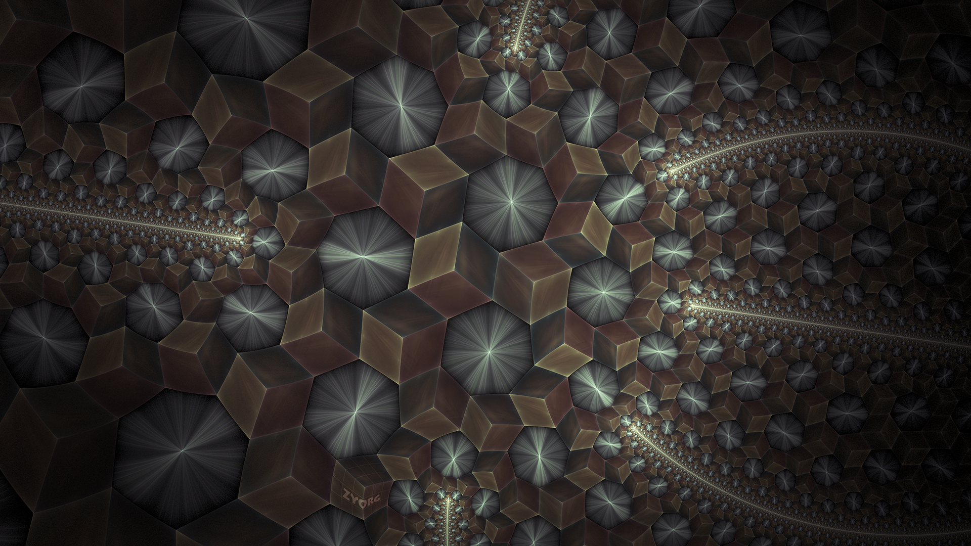 Fractal art with hexagonal and cubic patterns HD Wallpaper