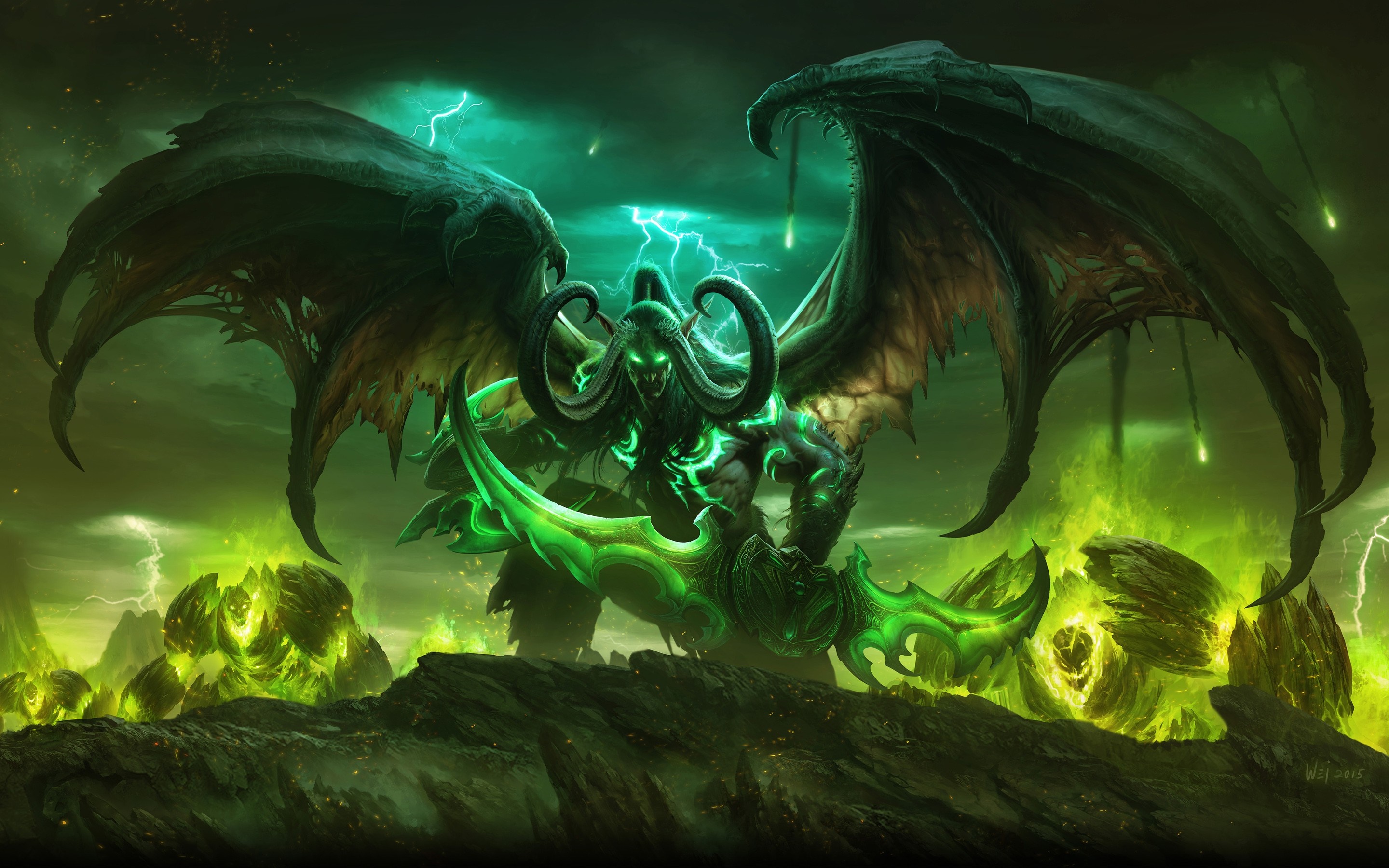 Illidan Stormrage from World of Warcraft with Warglaives HD Wallpaper