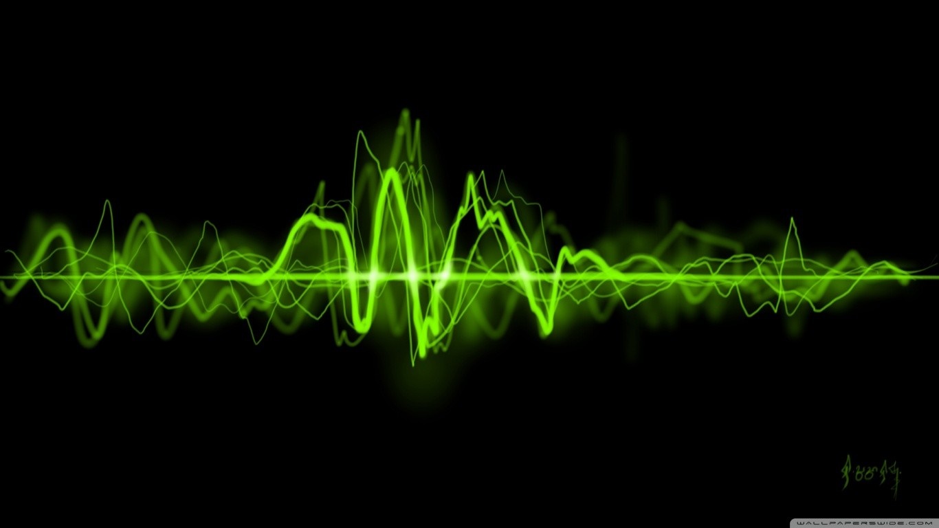 Green sound wave on black background HD Wallpaper