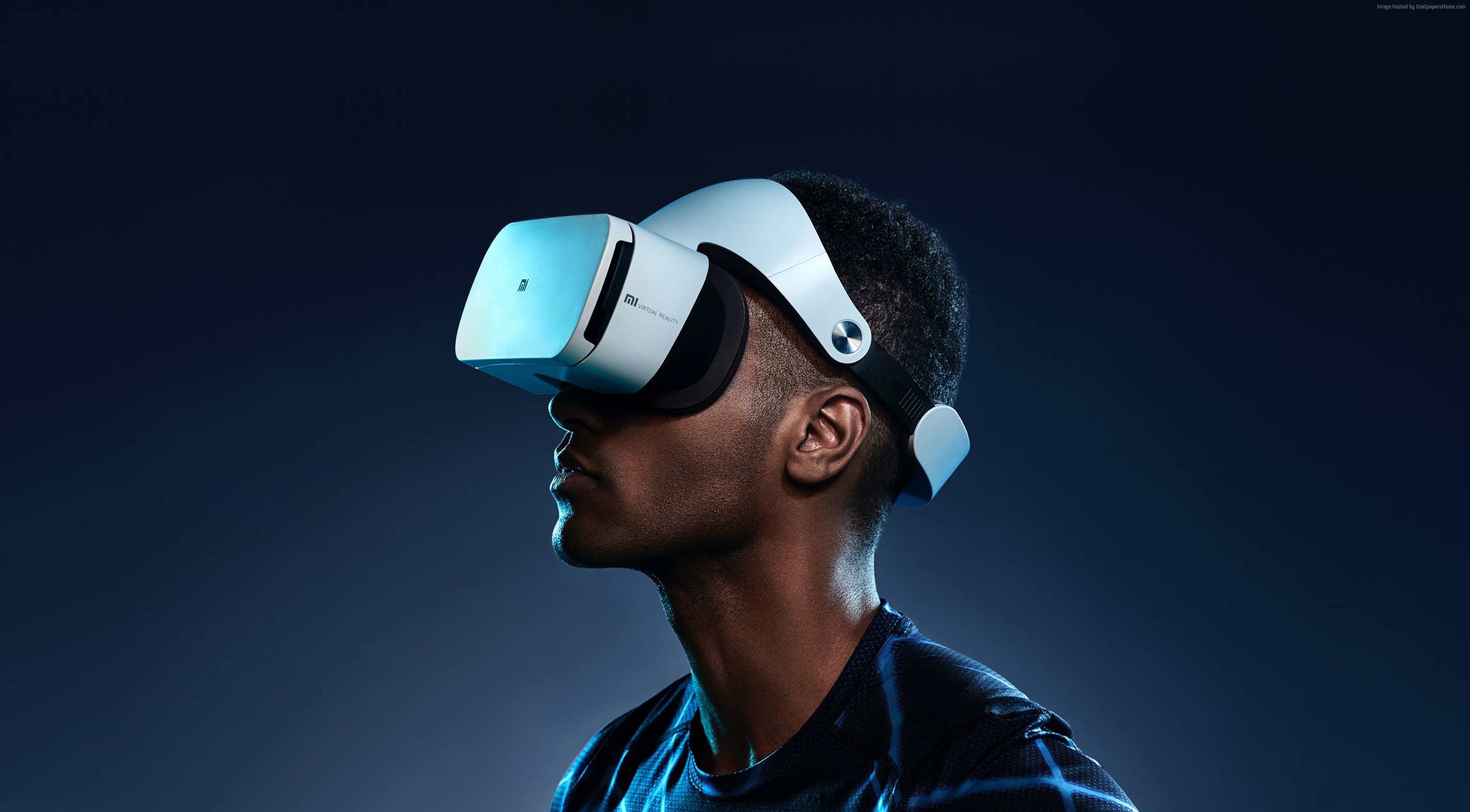 Man wearing Xiaomi Mi VR headset HD Wallpaper