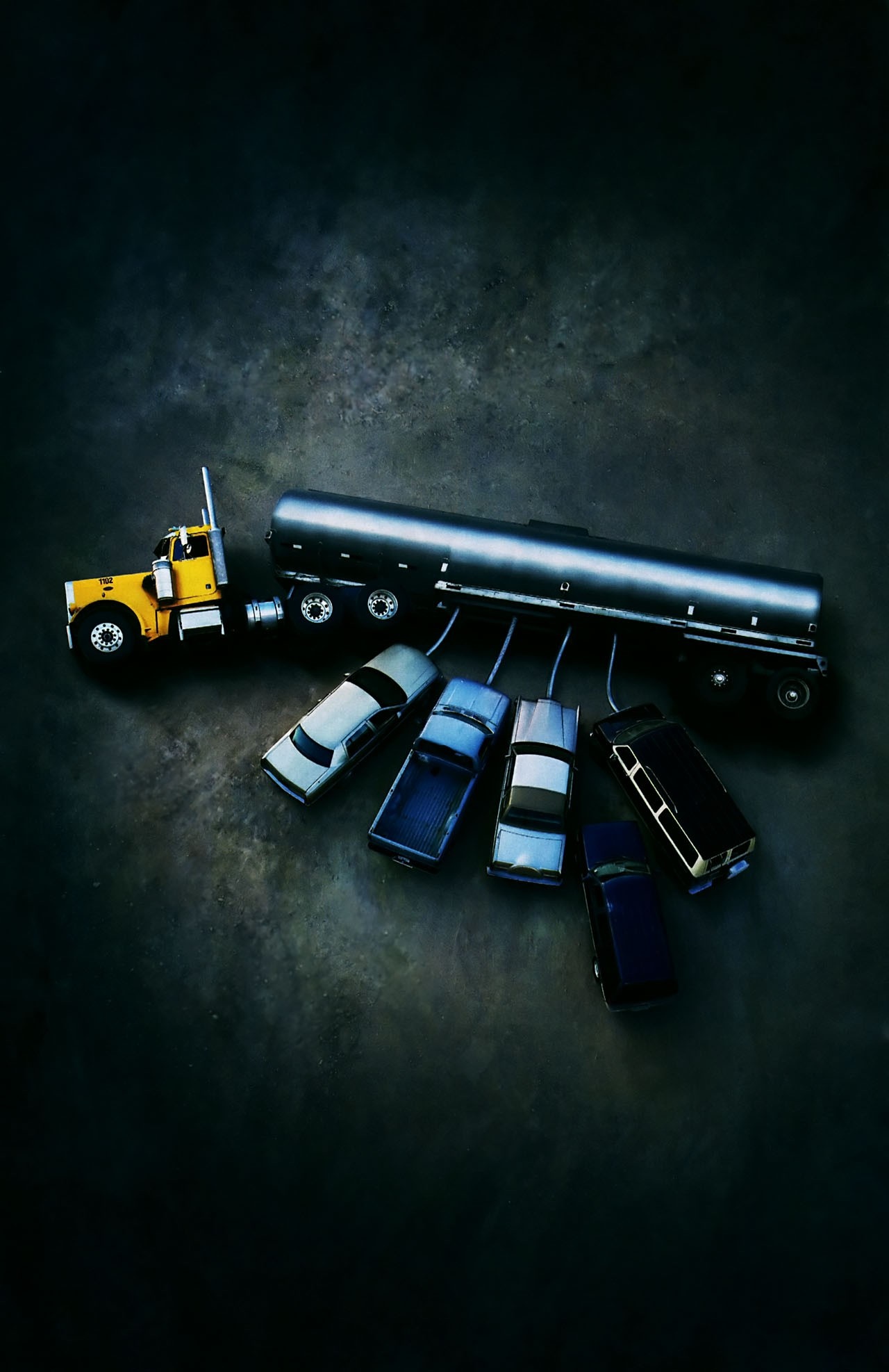 Toy tanker truck and cars HD Wallpaper