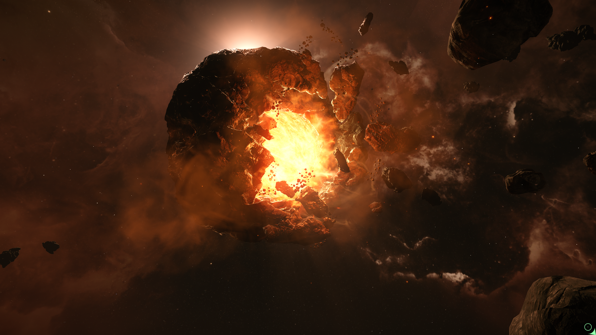 Star Citizen: Asteroid Explosion in Nebula HD Wallpaper