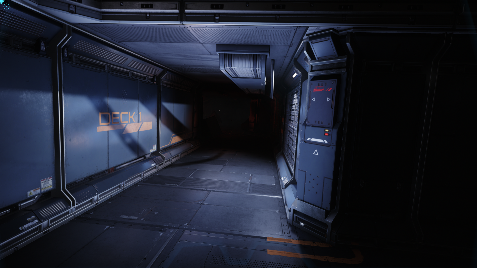 Interior of a spaceship corridor in Star Citizen HD Wallpaper