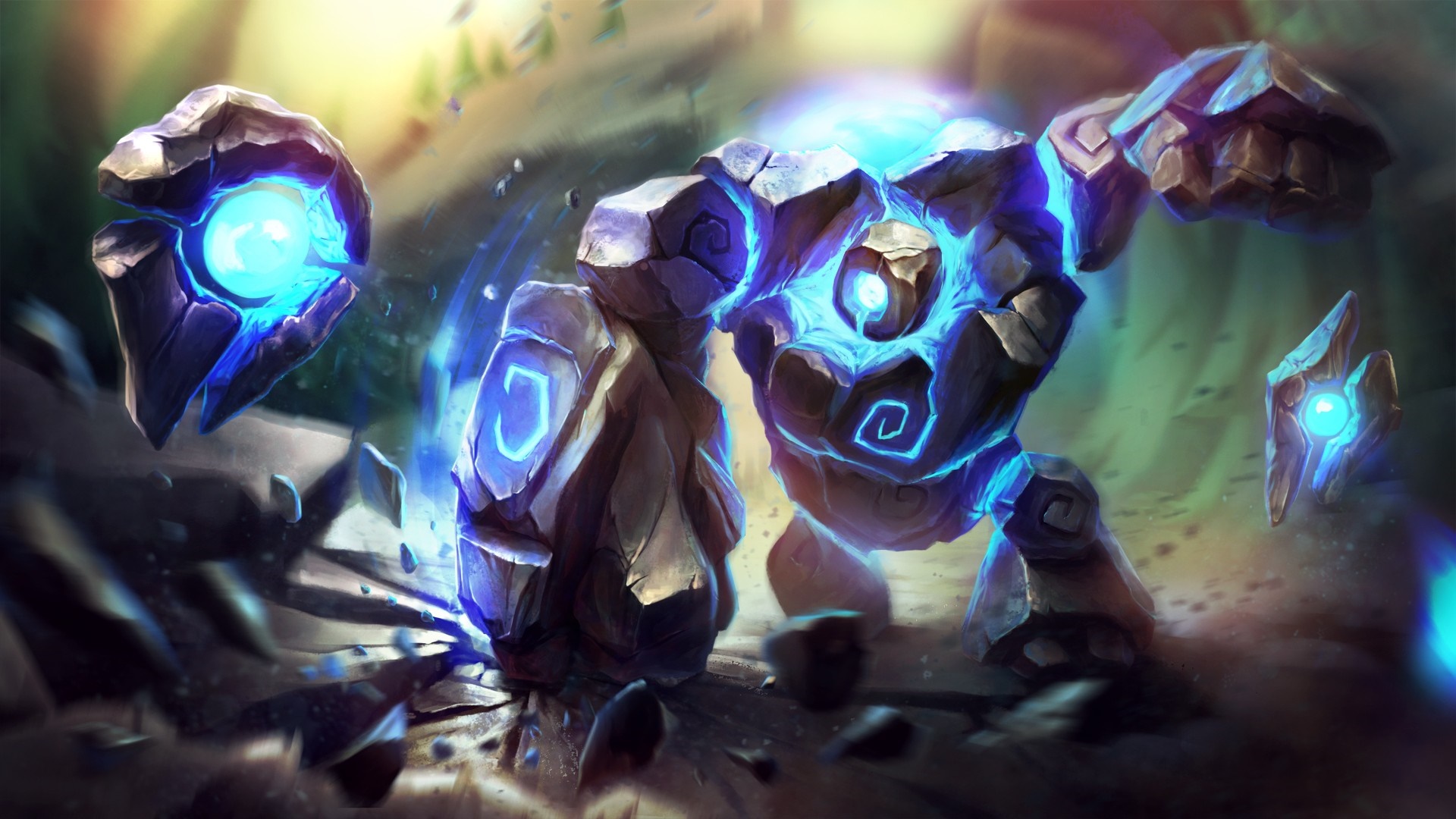 Golem from League of Legends with blue energy HD Wallpaper