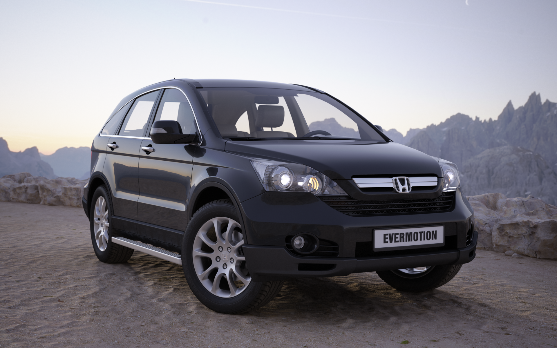 Black Honda CR-V parked on a rocky terrain HD Wallpaper